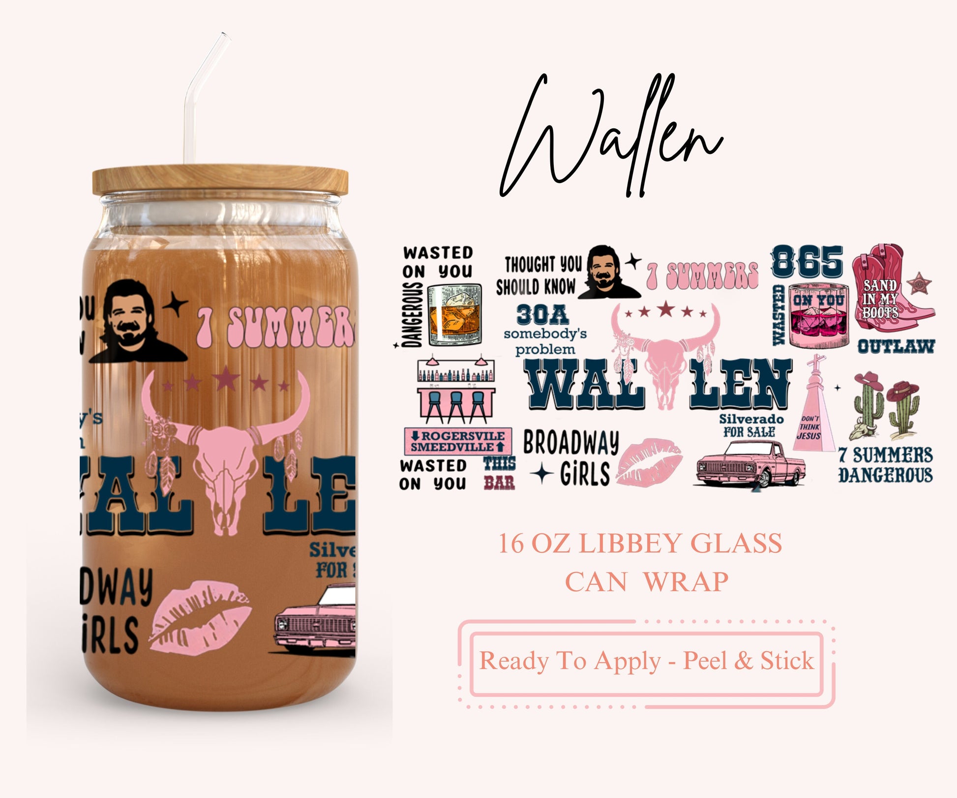 UV DTF Libbey Glass Can Wrap - Ready To Apply - Peel & Stick