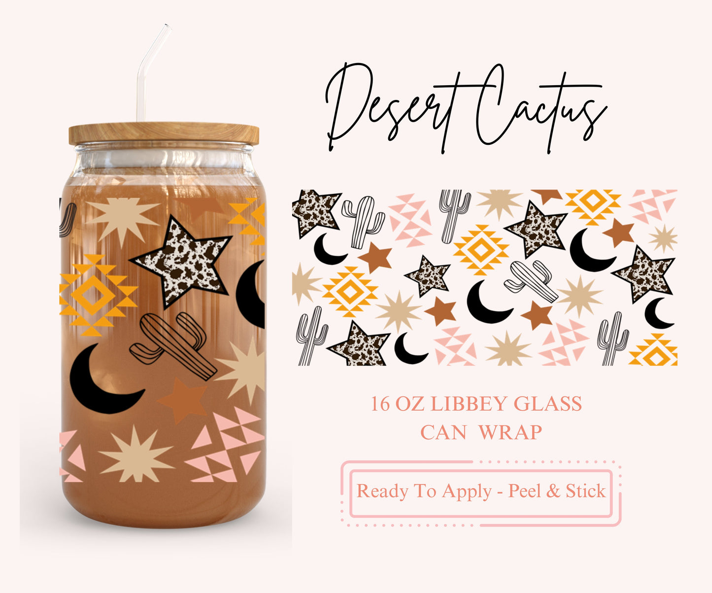 UV DTF Libbey Glass Can Wrap - Ready To Apply - Peel & Stick