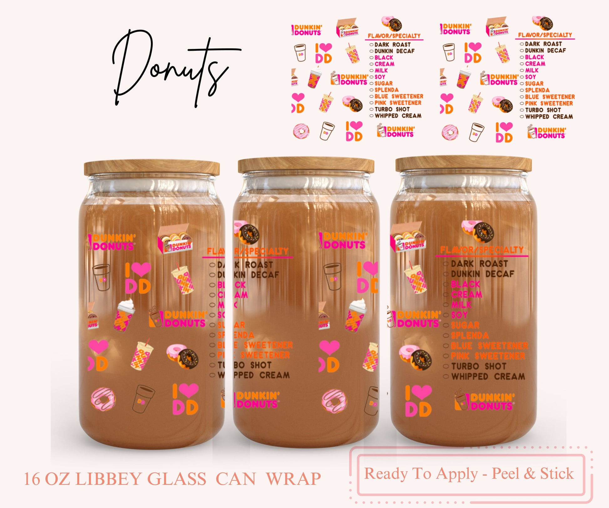 UV DTF Libbey Glass Can Wrap - Ready To Apply - Peel & Stick