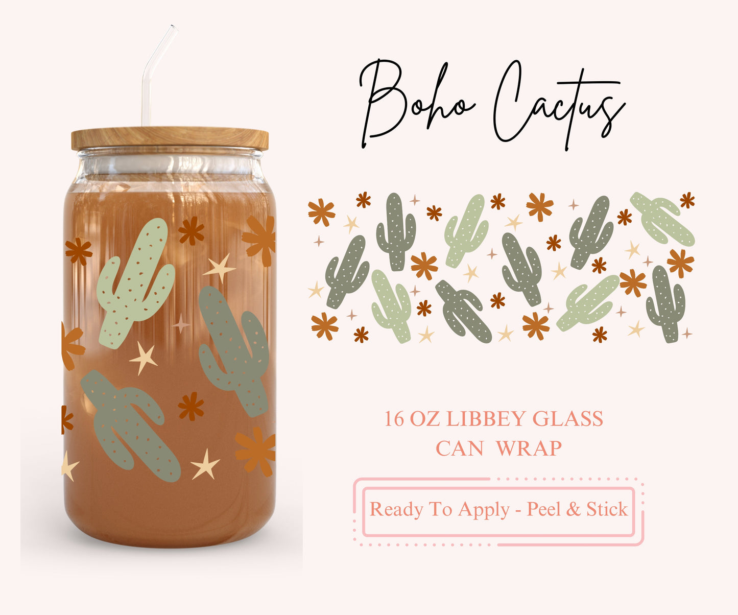 UV DTF Libbey Glass Can Wrap - Ready To Apply - Peel & Stick