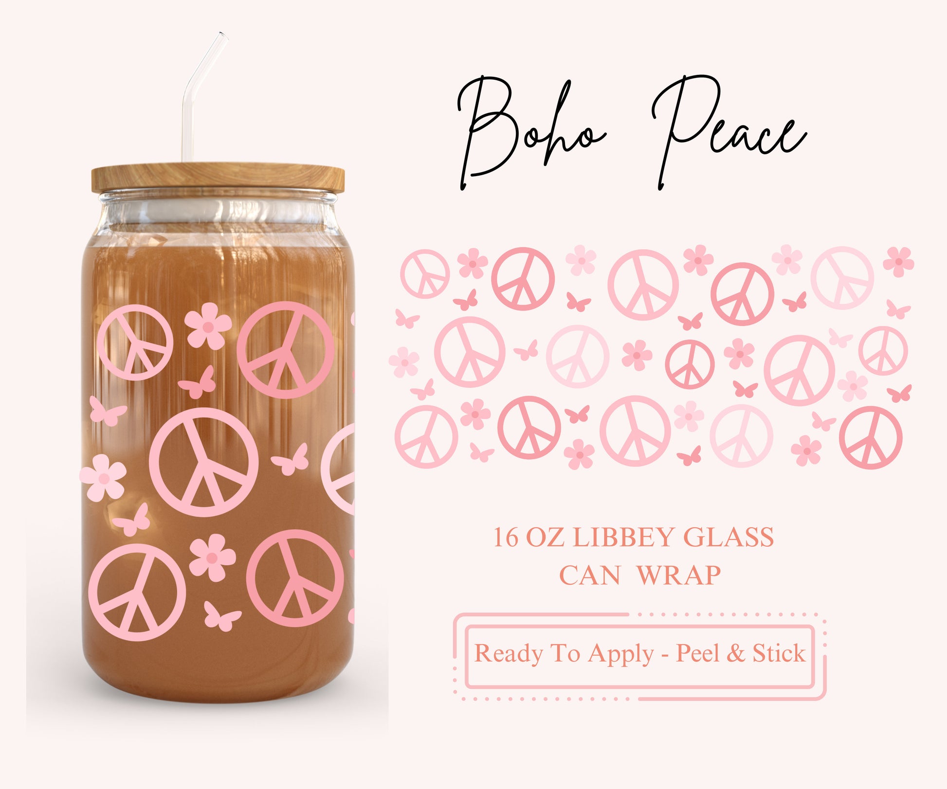 UV DTF Libbey Glass Can Wrap - Ready To Apply - Peel & Stick