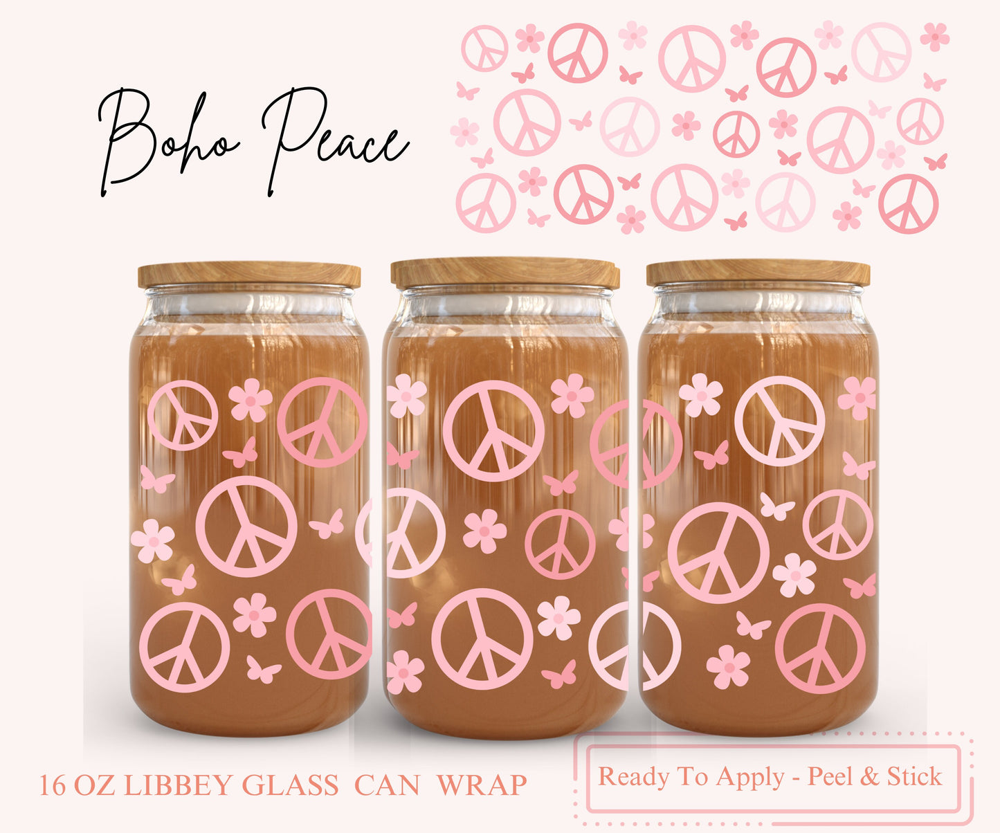 UV DTF Libbey Glass Can Wrap - Ready To Apply - Peel & Stick