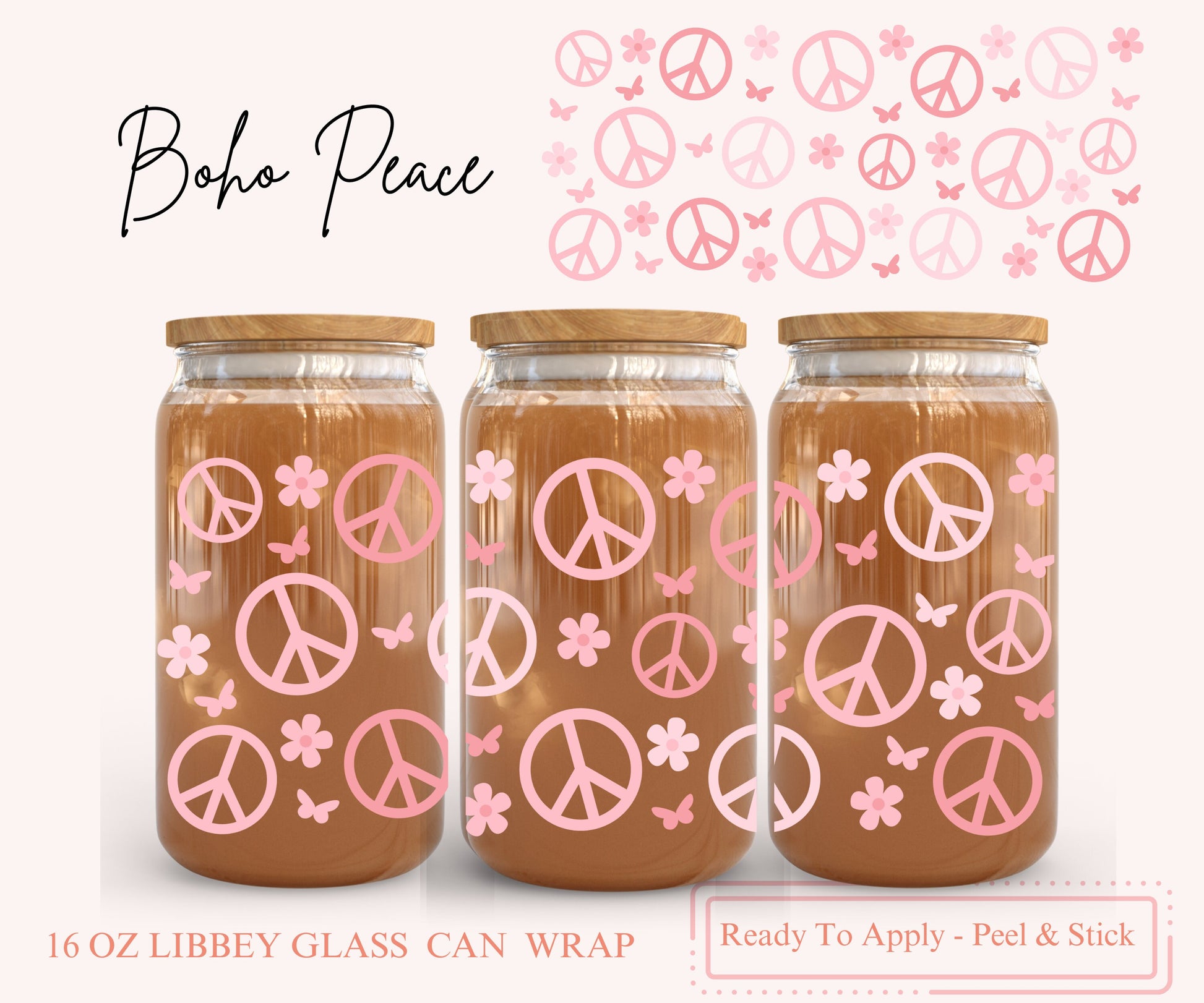 UV DTF Libbey Glass Can Wrap - Ready To Apply - Peel & Stick