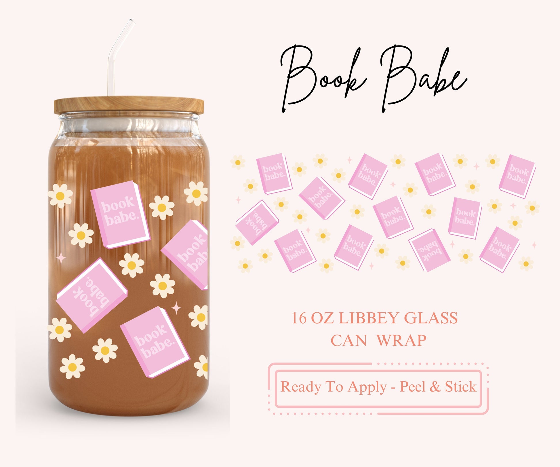UV DTF Libbey Glass Can Wrap - Ready To Apply - Peel & Stick