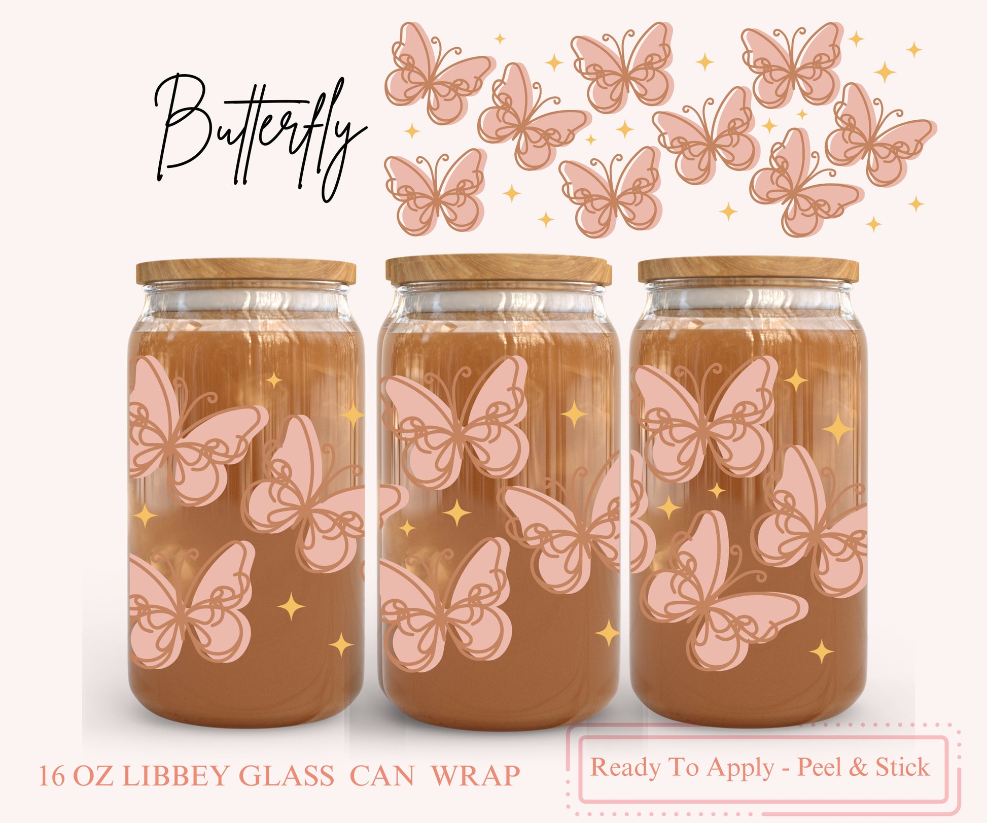 UV DTF Libbey Glass Can Wrap - Ready To Apply - Peel & Stick