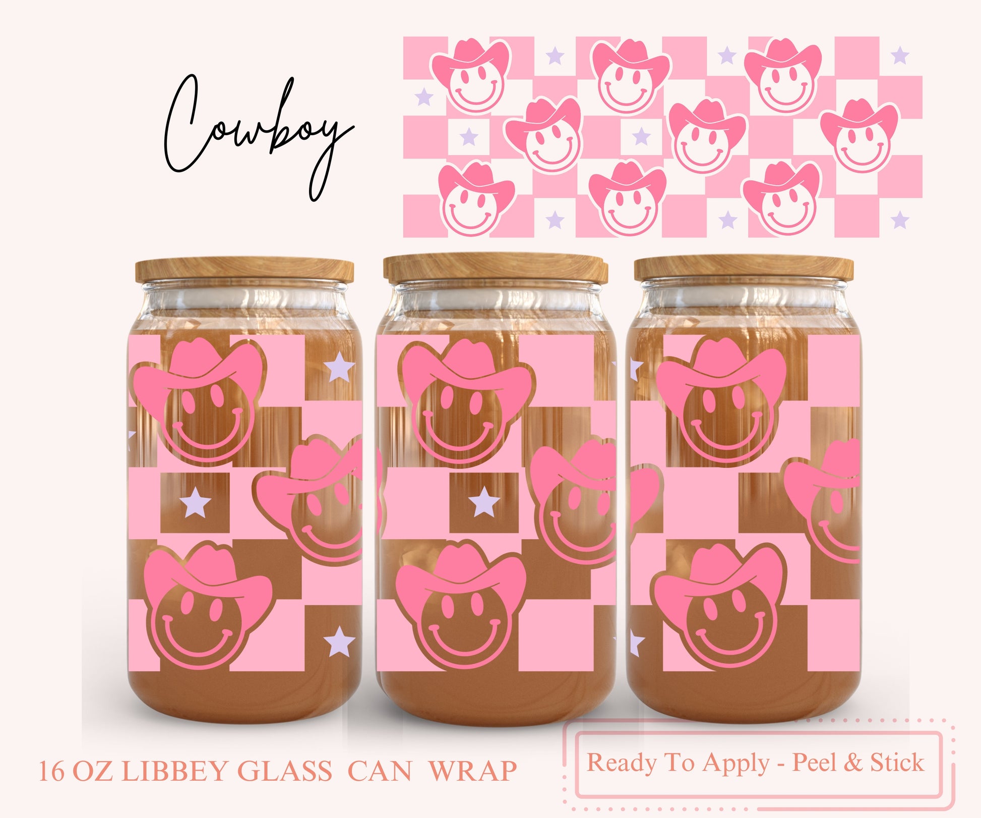 UV DTF Libbey Glass Can Wrap - Ready To Apply - Peel & Stick