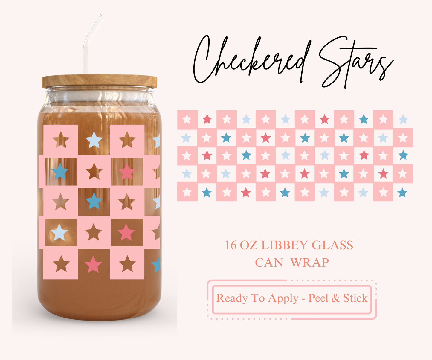 UV DTF Libbey Glass Can Wrap - Ready To Apply - Peel & Stick
