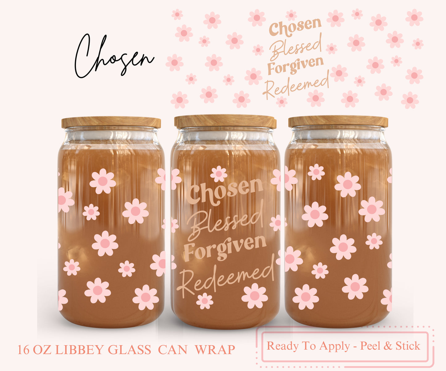 UV DTF Libbey Glass Can Wrap - Ready To Apply - Peel & Stick