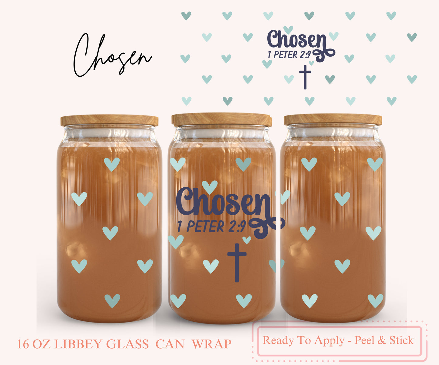 UV DTF Libbey Glass Can Wrap - Ready To Apply - Peel & Stick