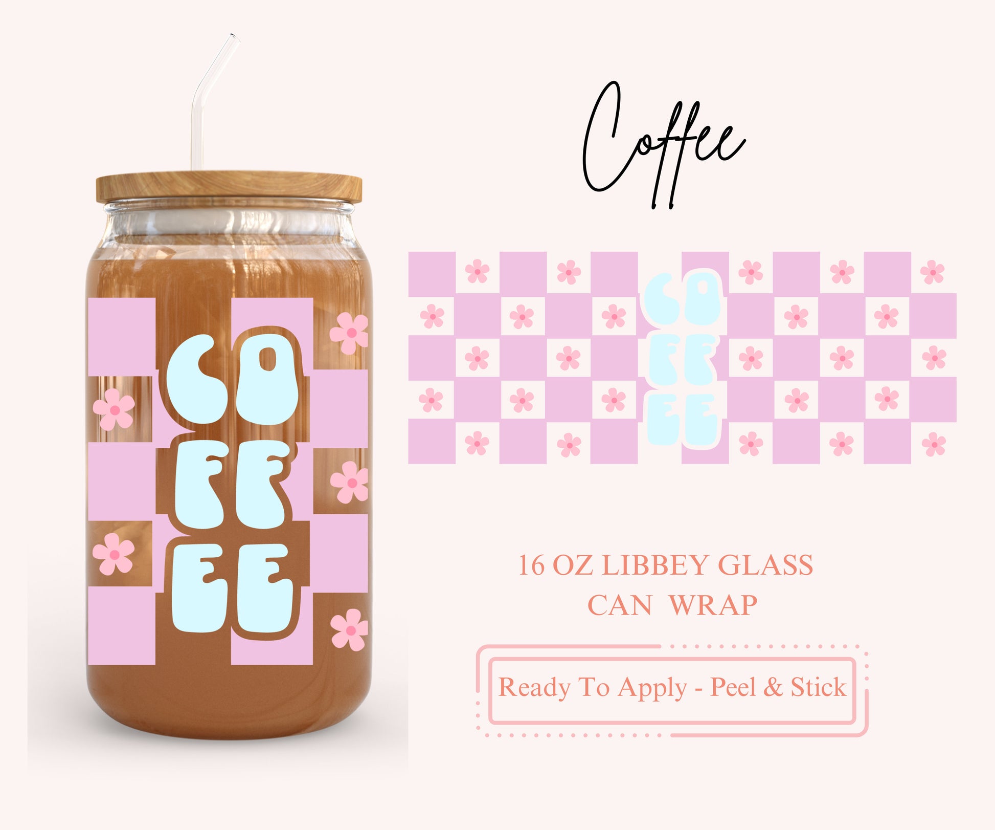 UV DTF Libbey Glass Can Wrap - Ready To Apply - Peel & Stick