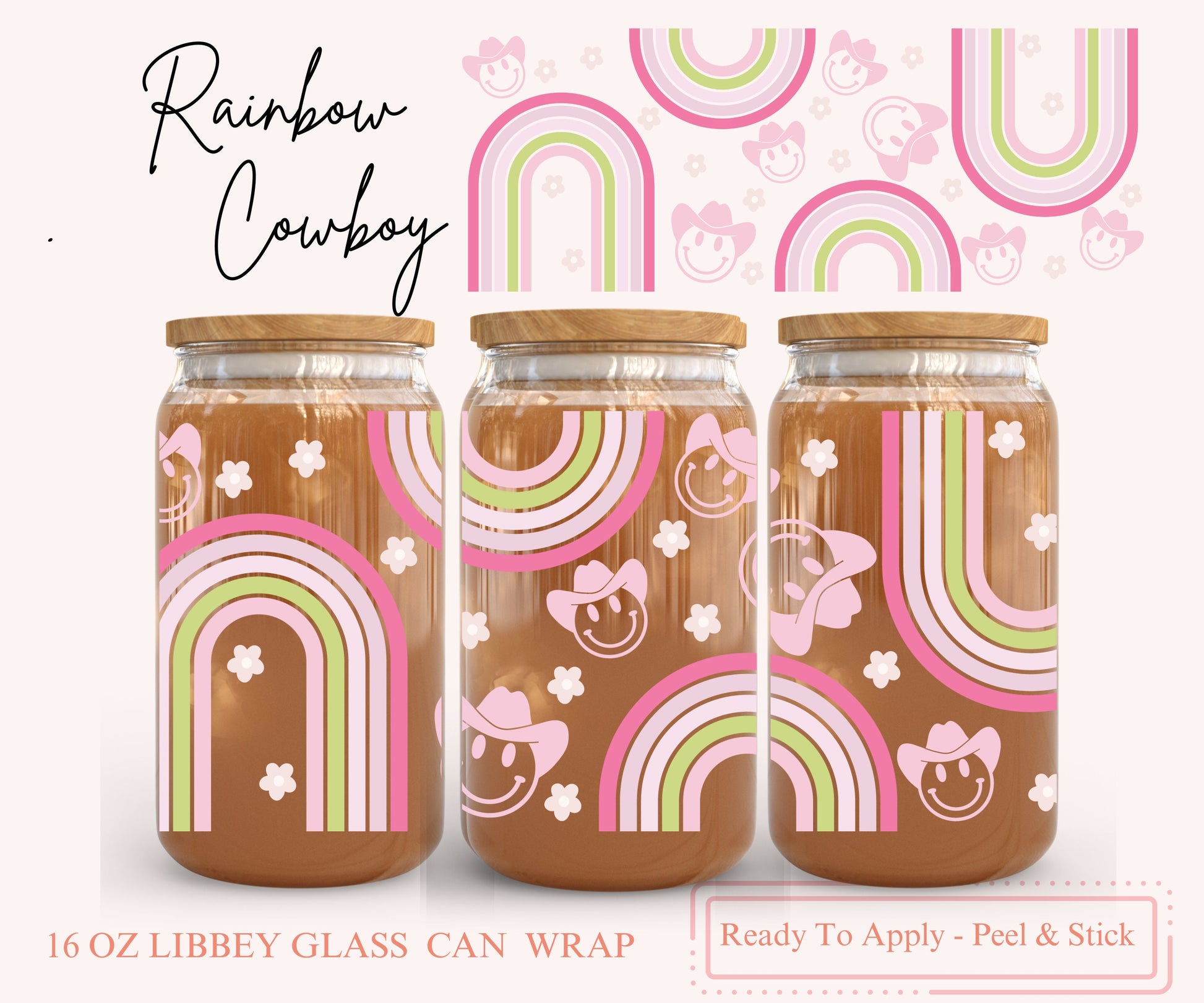 UV DTF Libbey Glass Can Wrap - Ready To Apply - Peel & Stick