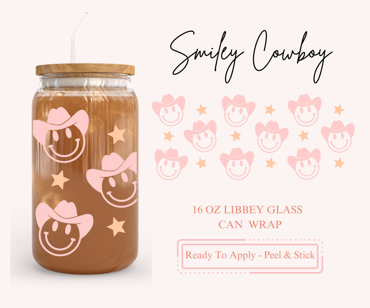 UV DTF Libbey Glass Can Wrap - Ready To Apply - Peel & Stick