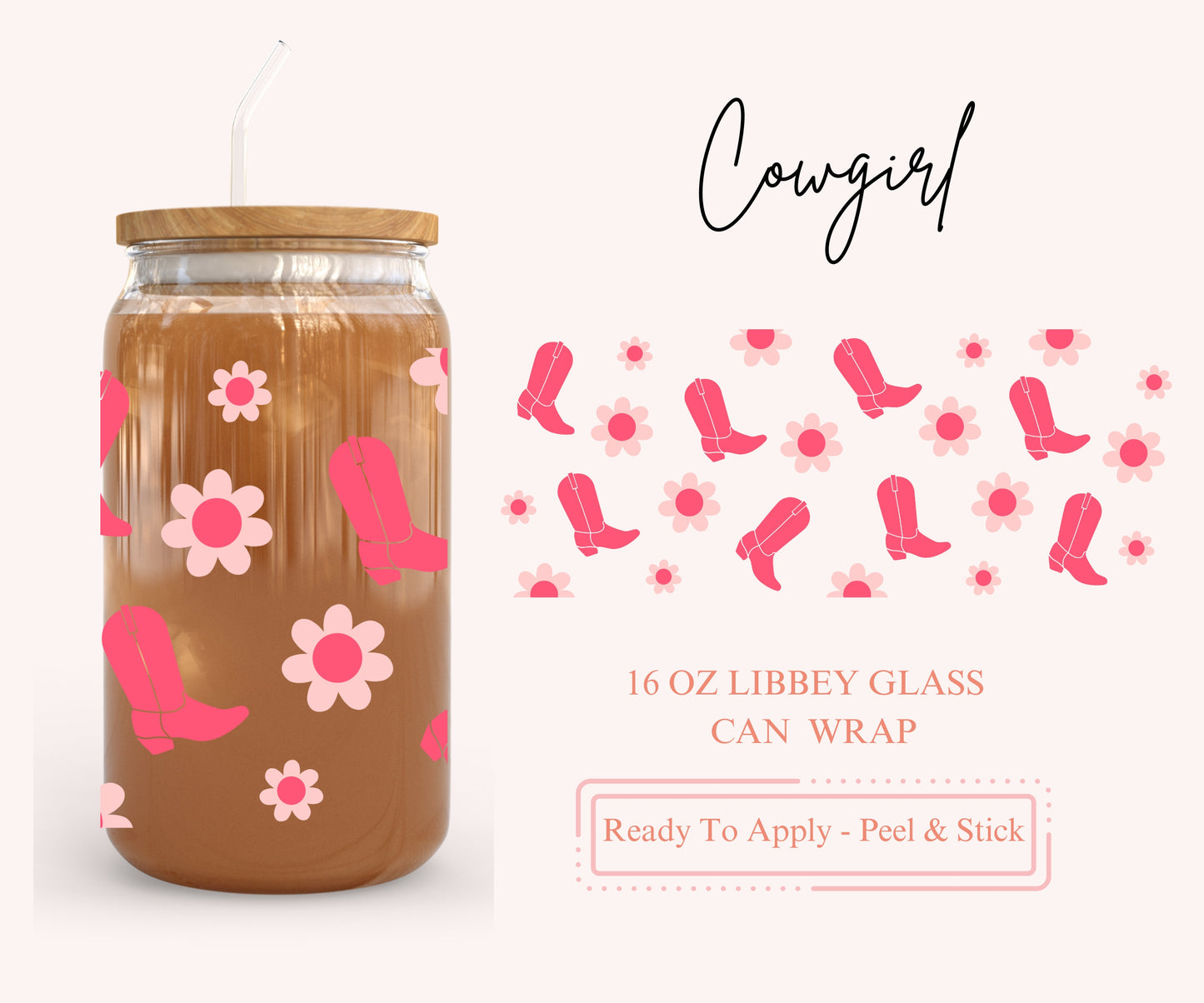 UV DTF Libbey Glass Can Wrap - Ready To Apply - Peel & Stick