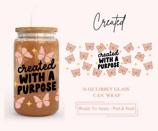 UV DTF Libbey Glass Can Wrap - Ready To Apply - Peel & Stick