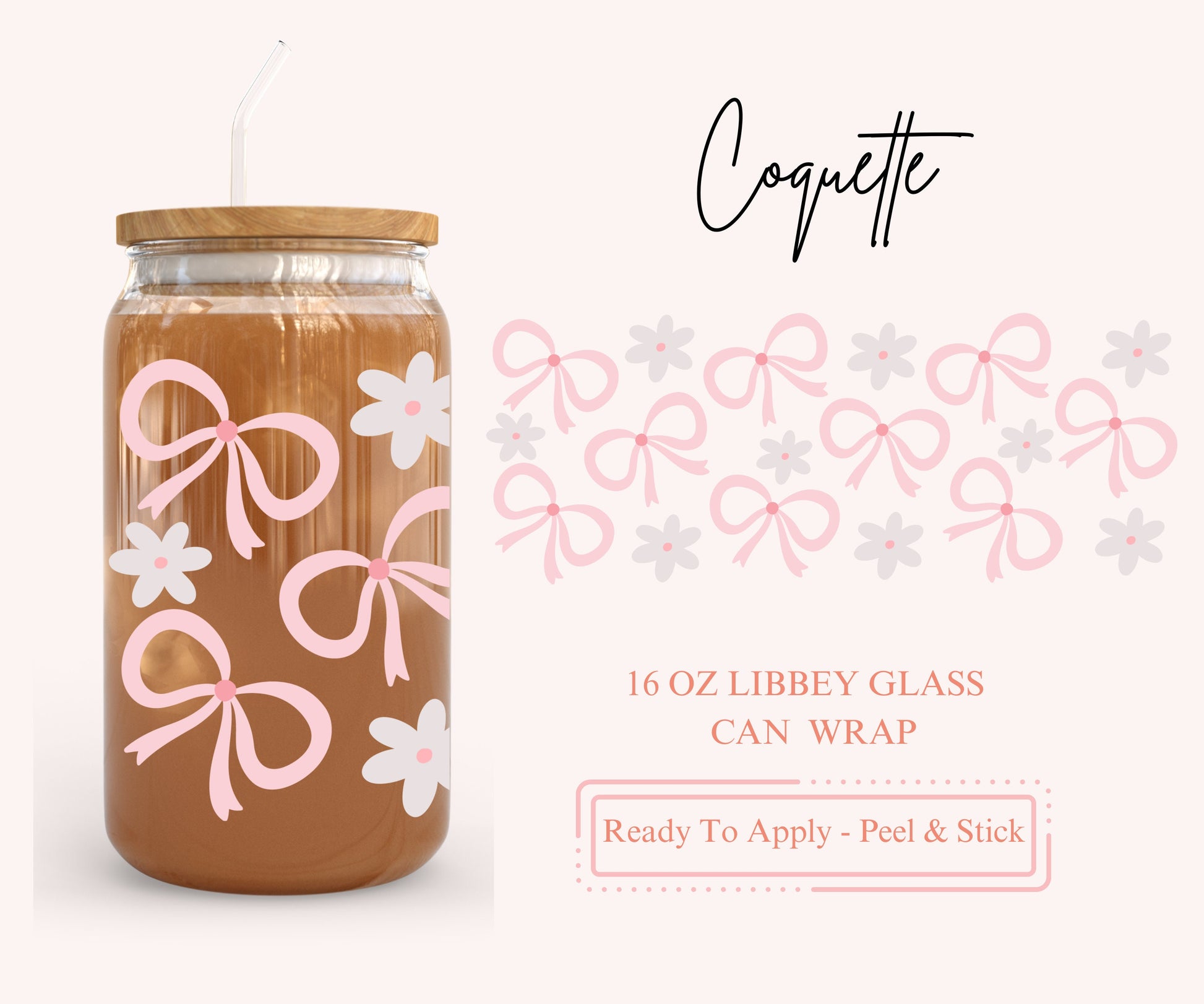 UV DTF Libbey Glass Can Wrap - Ready To Apply - Peel & Stick