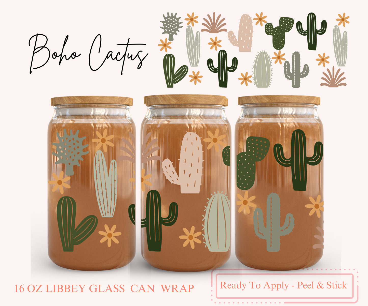 UV DTF Libbey Glass Can Wrap - Ready To Apply - Peel & Stick