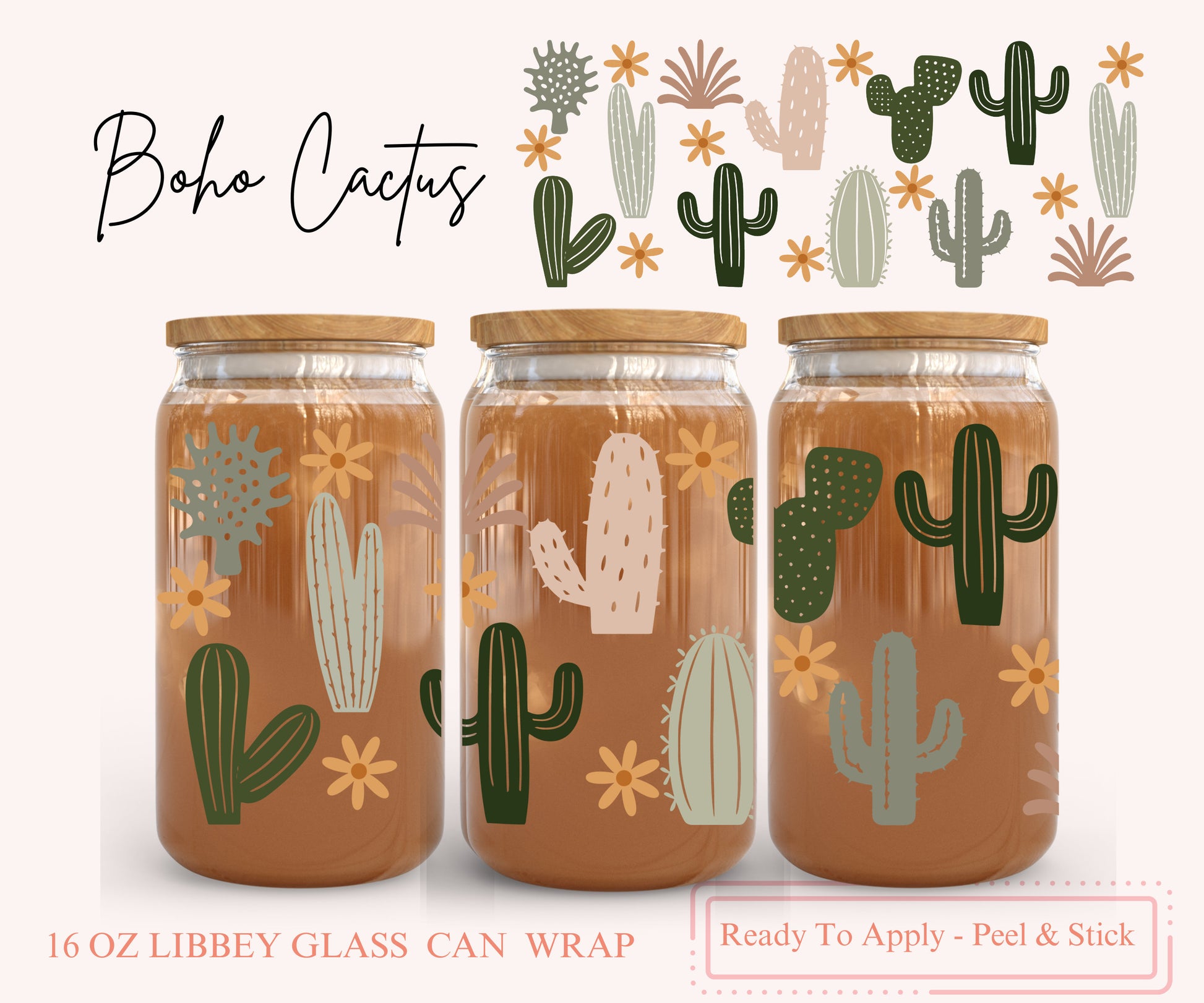 UV DTF Libbey Glass Can Wrap - Ready To Apply - Peel & Stick