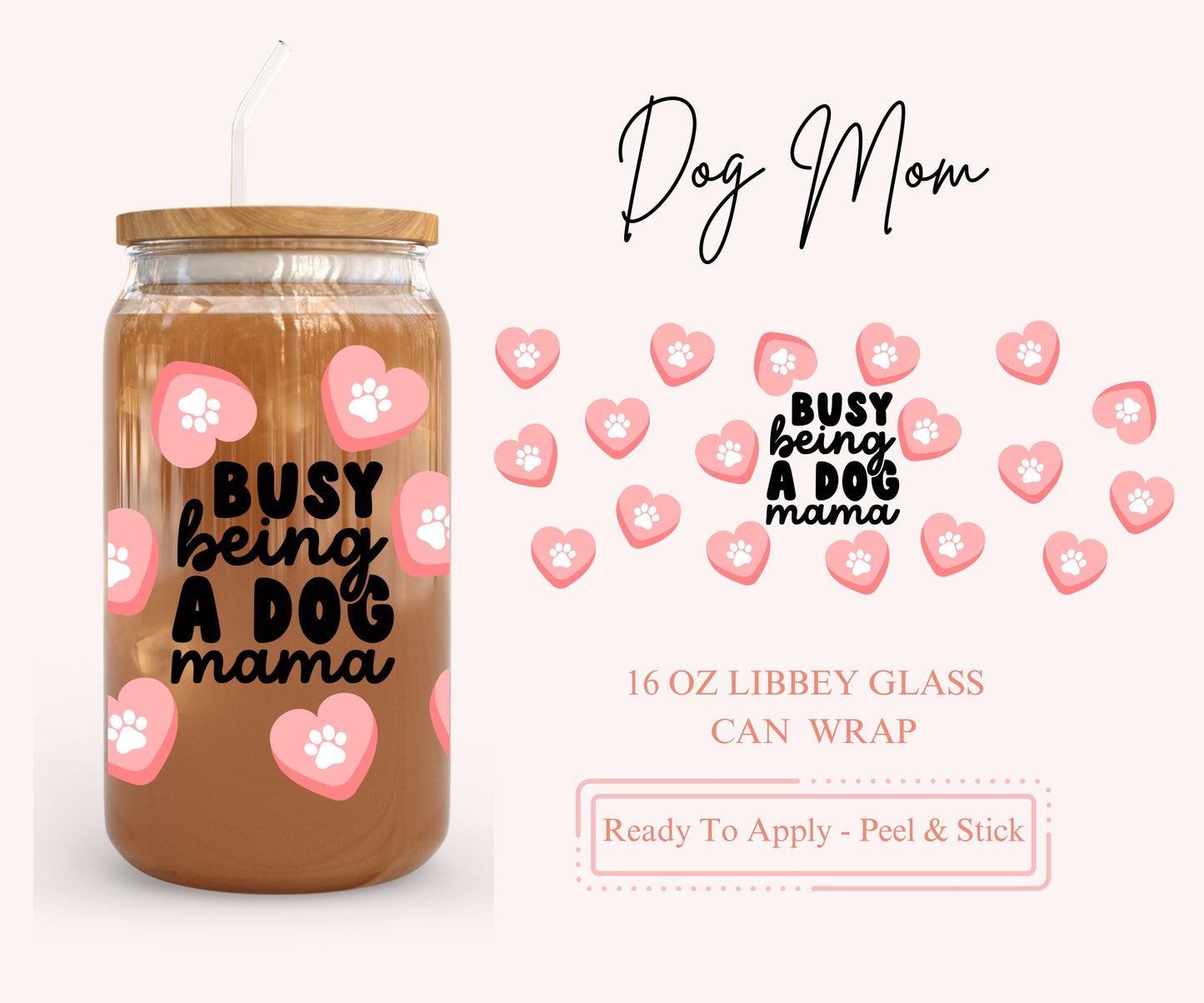 UV DTF Libbey Glass Can Wrap - Ready To Apply - Peel & Stick
