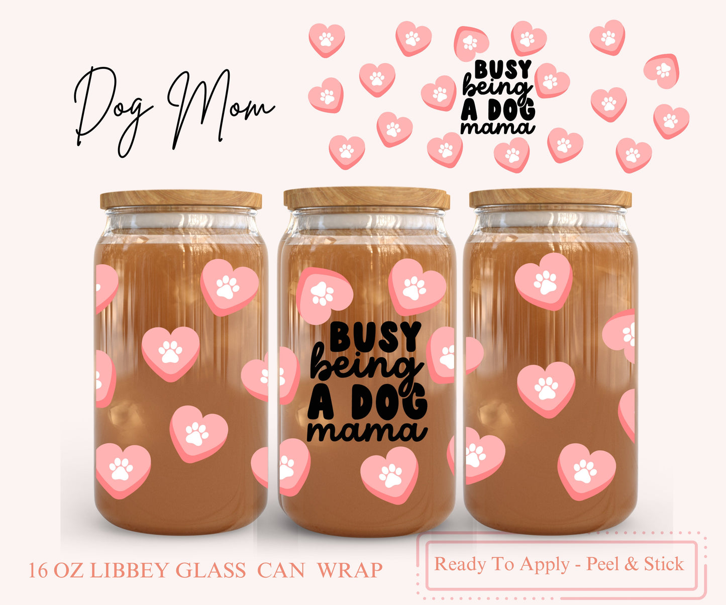 UV DTF Libbey Glass Can Wrap - Ready To Apply - Peel & Stick