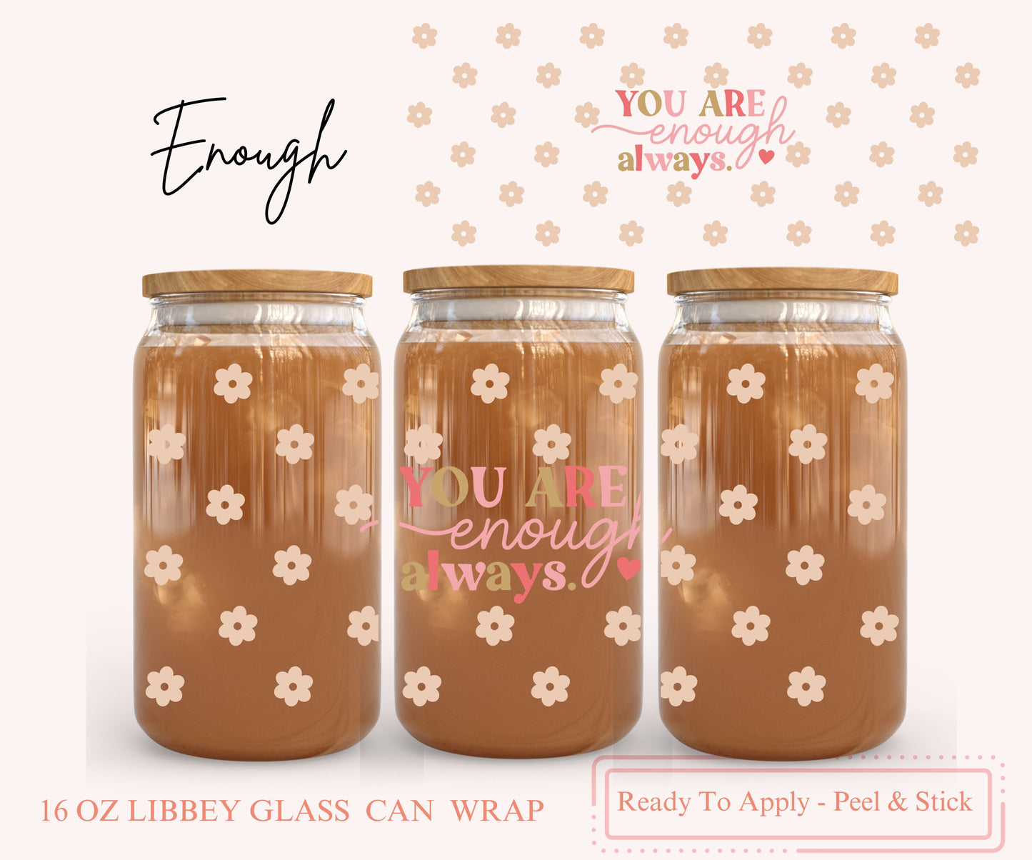 UV DTF Libbey Glass Can Wrap - Ready To Apply - Peel & Stick