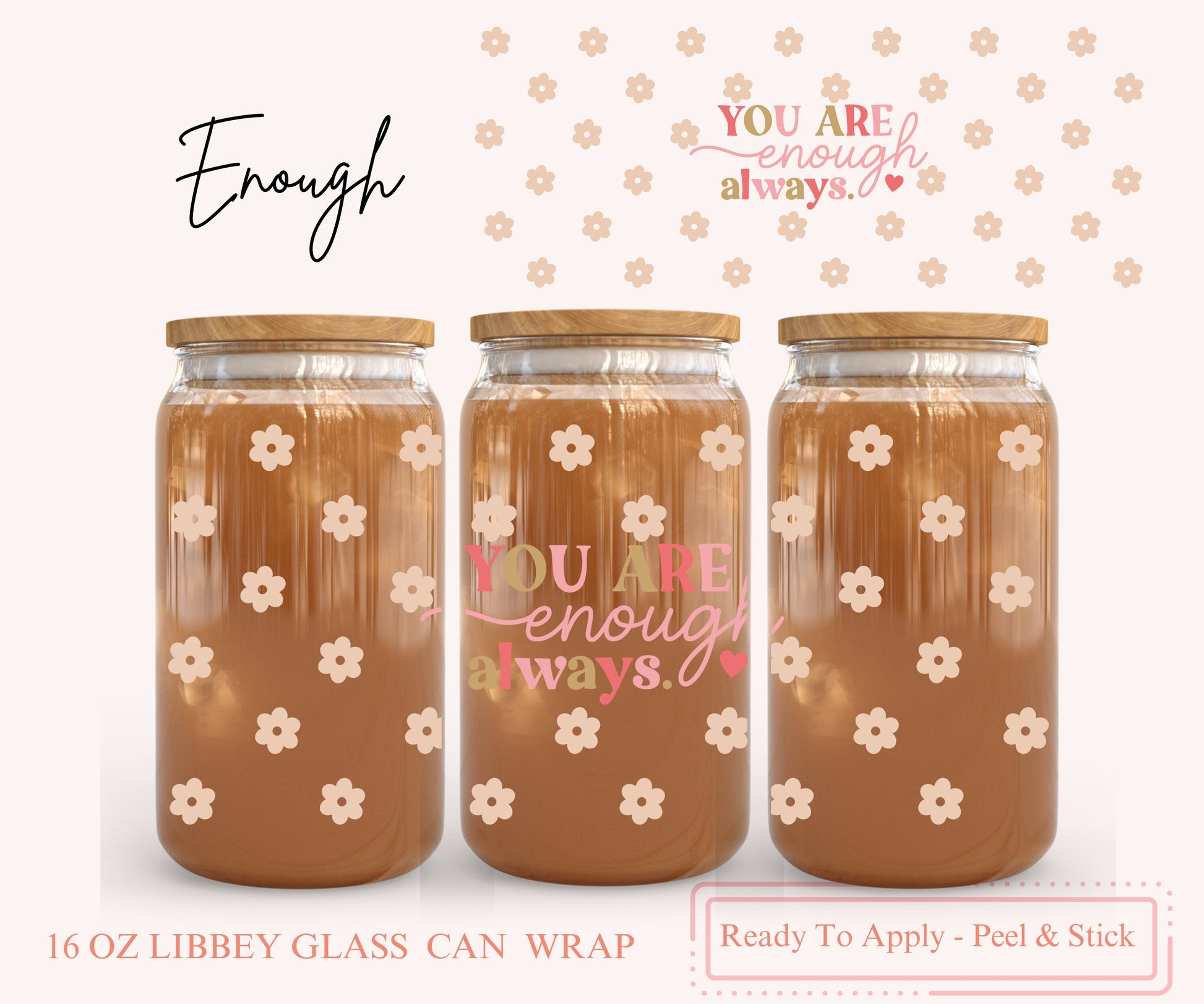 UV DTF Libbey Glass Can Wrap - Ready To Apply - Peel & Stick