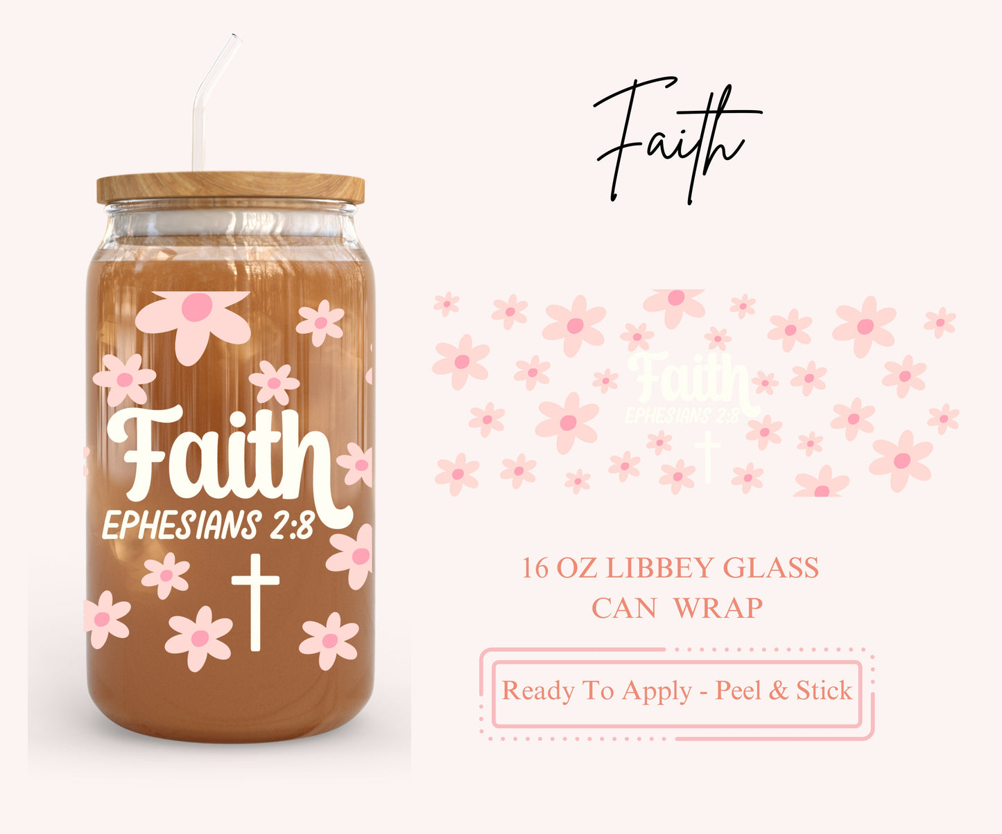 UV DTF Libbey Glass Can Wrap - Ready To Apply - Peel & Stick