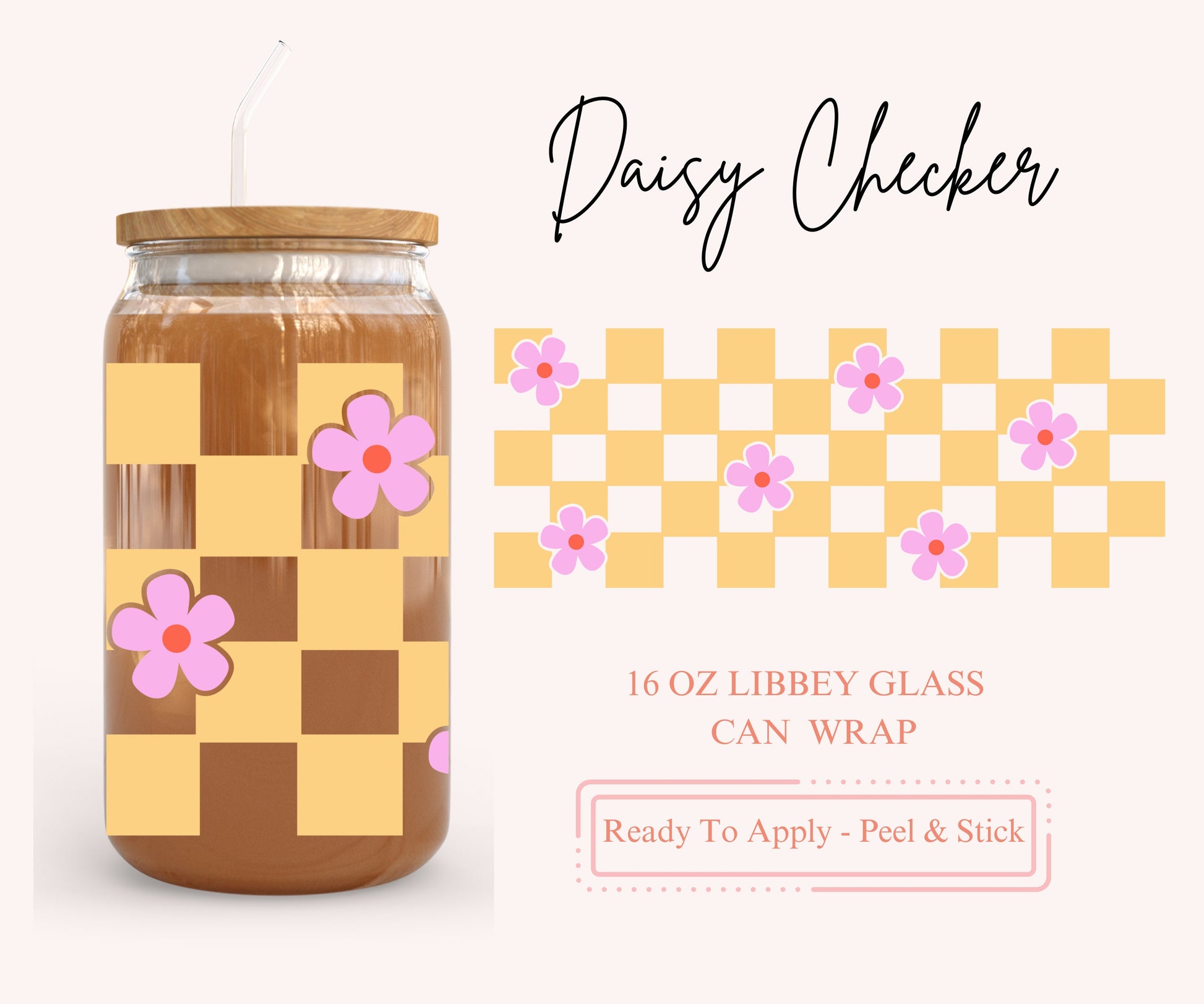UV DTF Libbey Glass Can Wrap - Ready To Apply - Peel & Stick