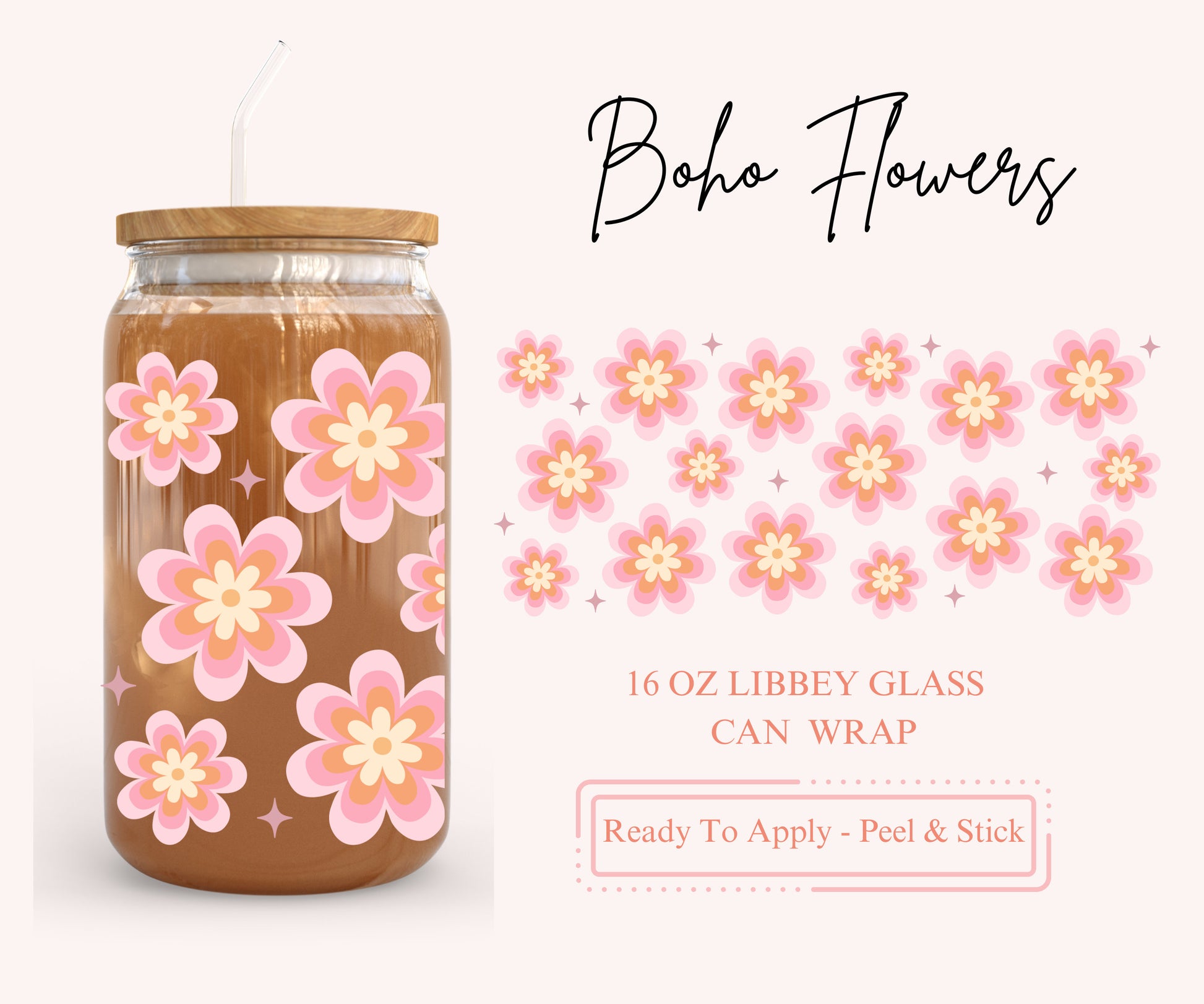 UV DTF Libbey Glass Can Wrap - Ready To Apply - Peel & Stick