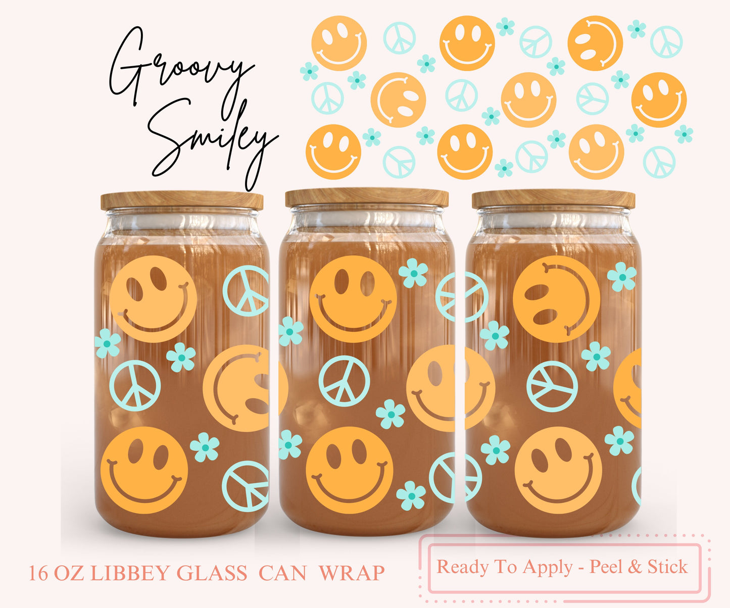 UV DTF Libbey Glass Can Wrap - Ready To Apply - Peel & Stick