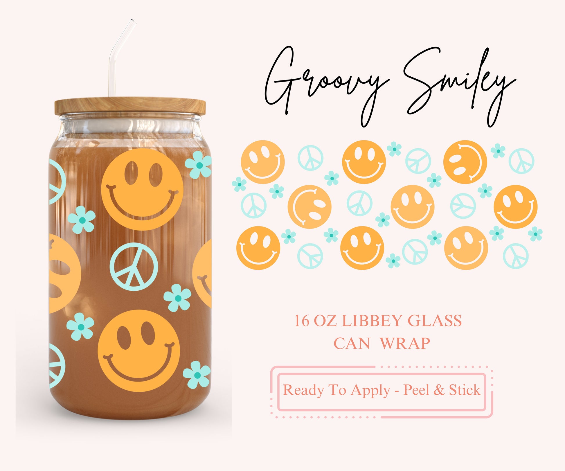 UV DTF Libbey Glass Can Wrap - Ready To Apply - Peel & Stick