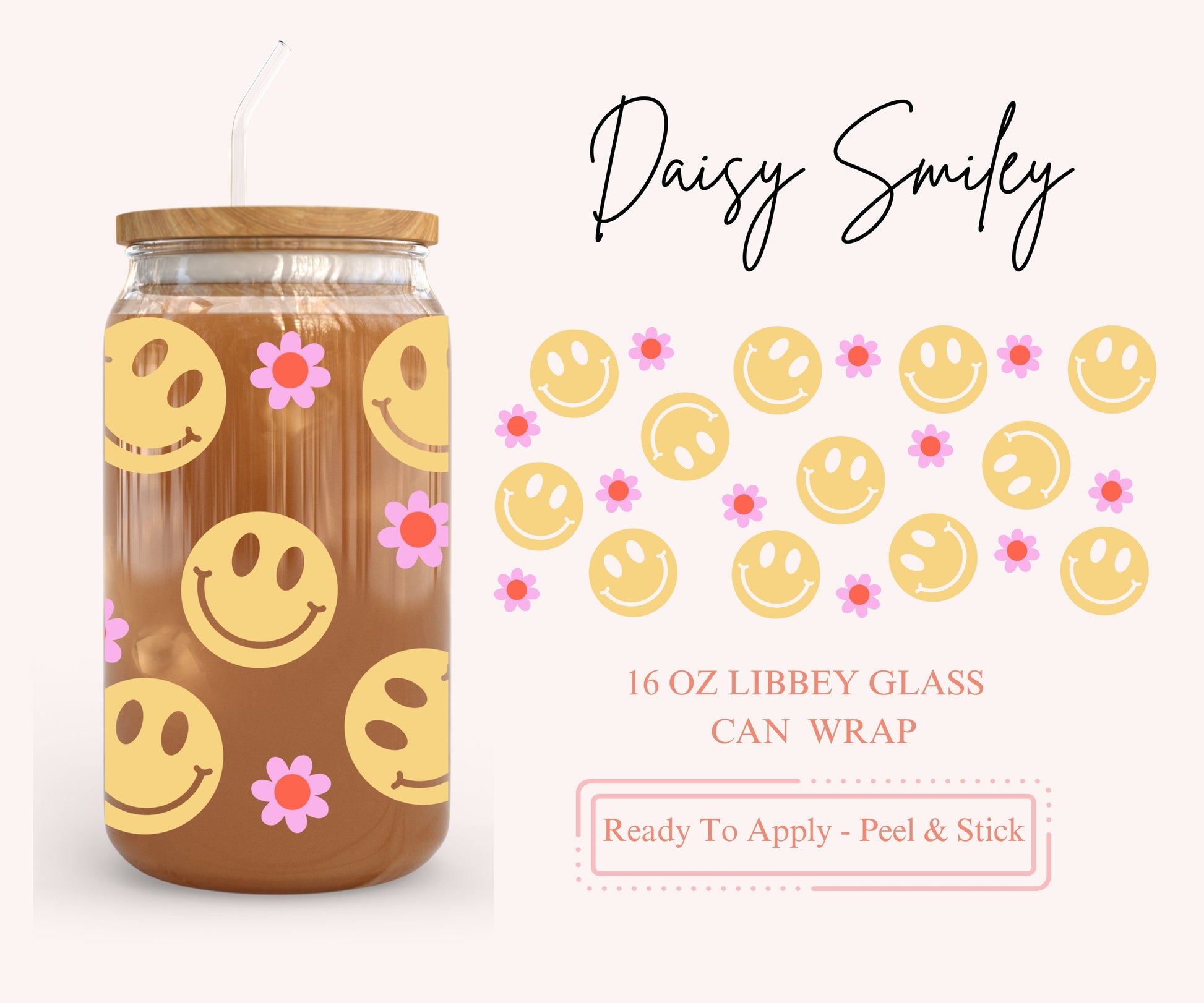 UV DTF Libbey Glass Can Wrap - Ready To Apply - Peel & Stick