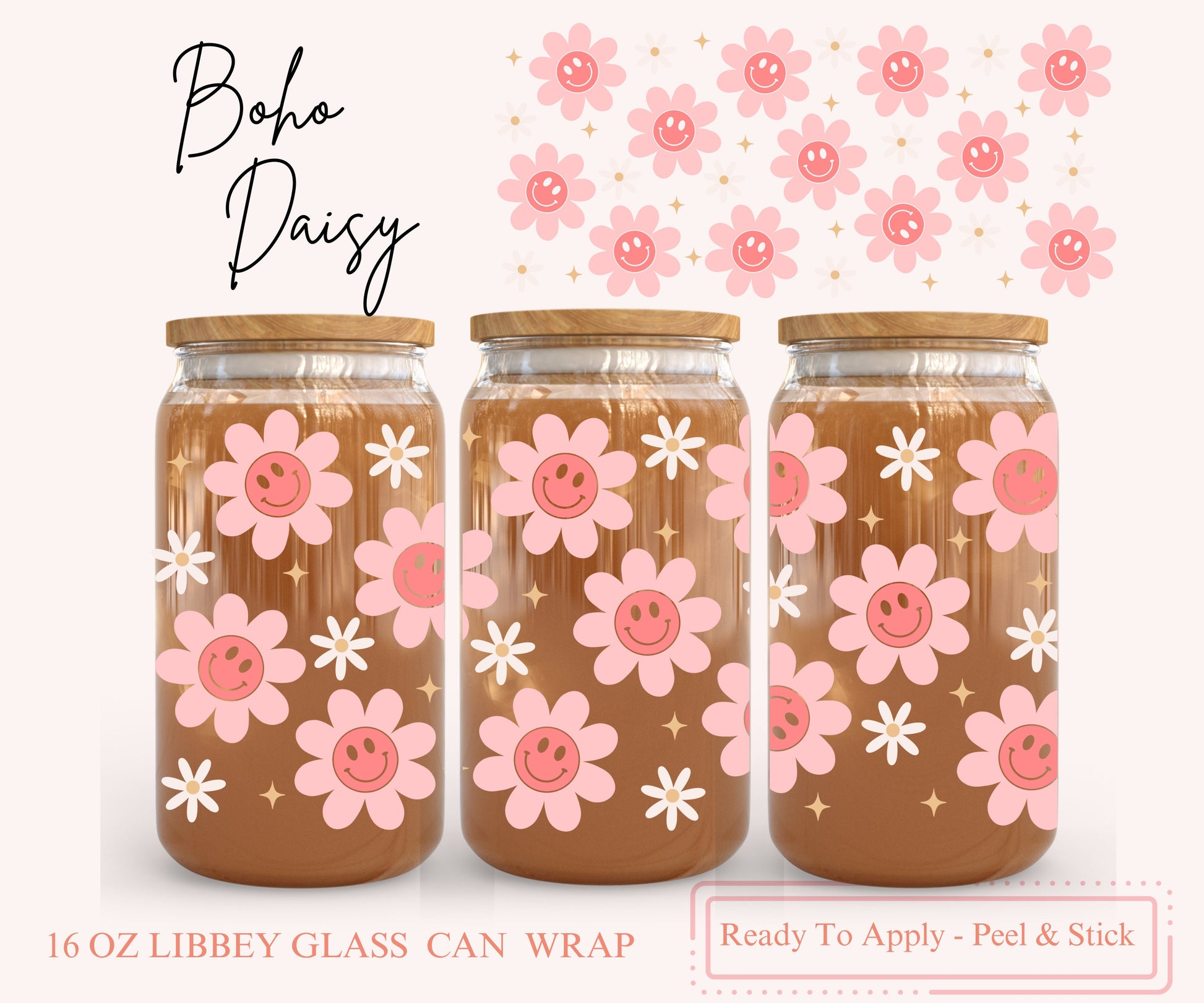 UV DTF Libbey Glass Can Wrap - Ready To Apply - Peel & Stick