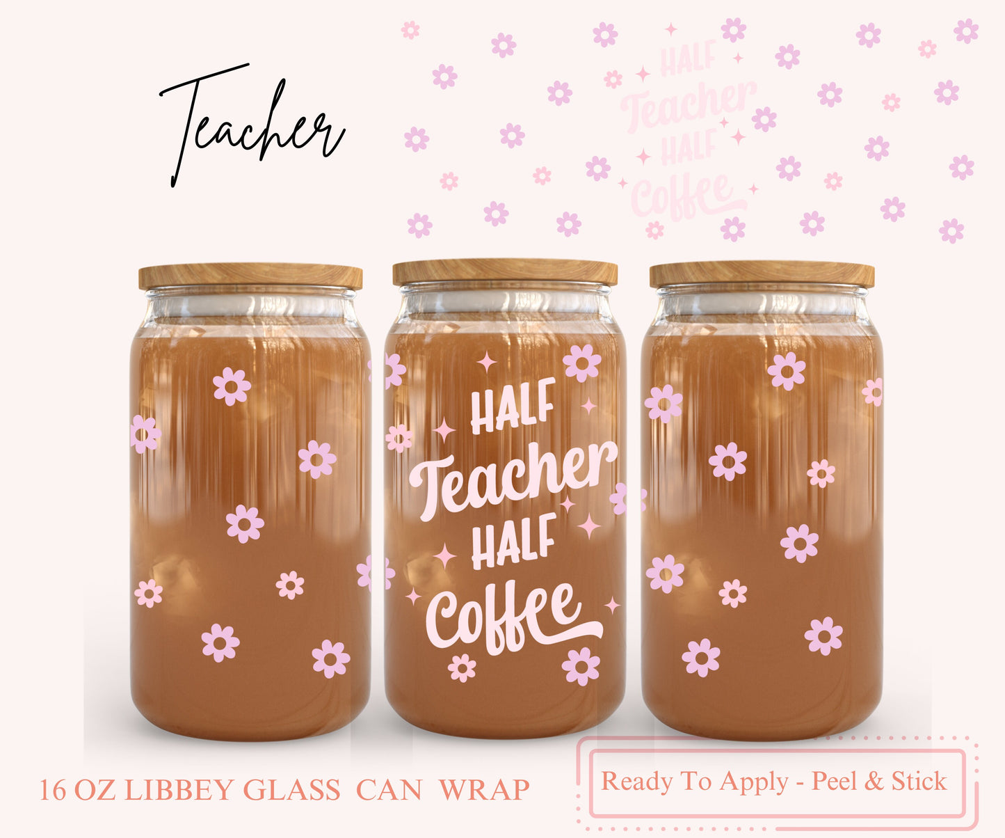 UV DTF Libbey Glass Can Wrap - Ready To Apply - Peel & Stick