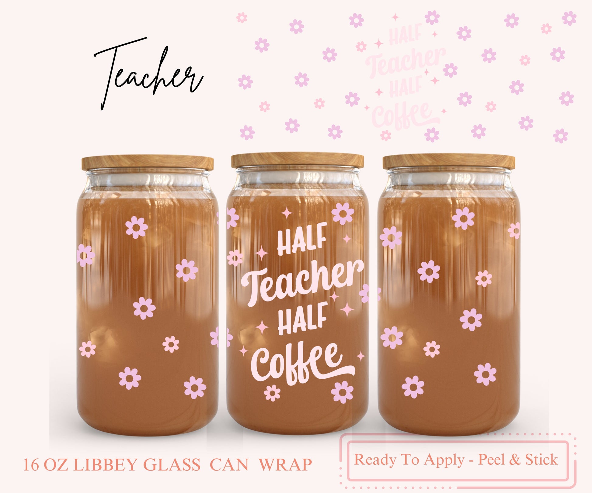 UV DTF Libbey Glass Can Wrap - Ready To Apply - Peel & Stick