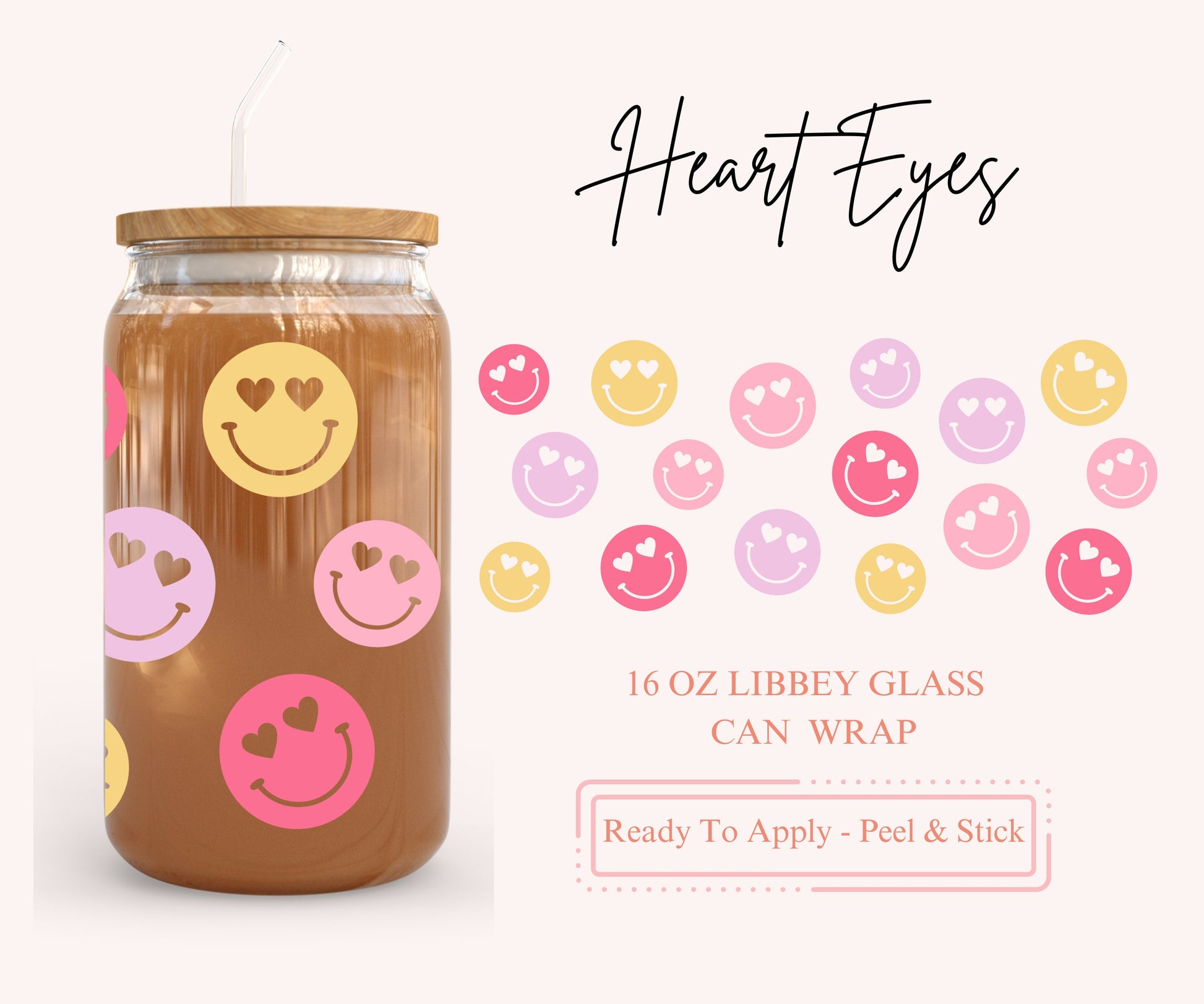 UV DTF Libbey Glass Can Wrap - Ready To Apply - Peel & Stick