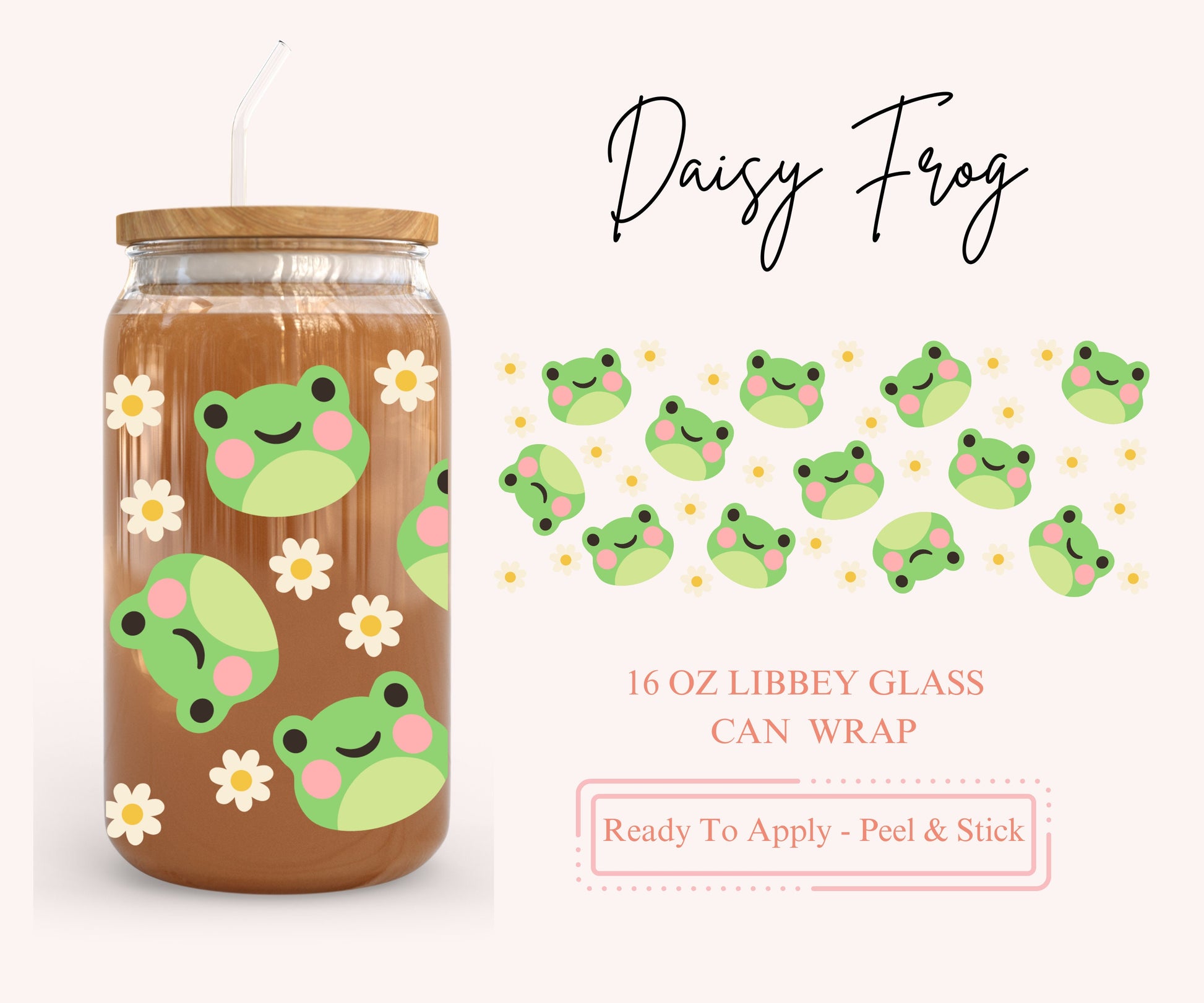 UV DTF Libbey Glass Can Wrap - Ready To Apply - Peel & Stick