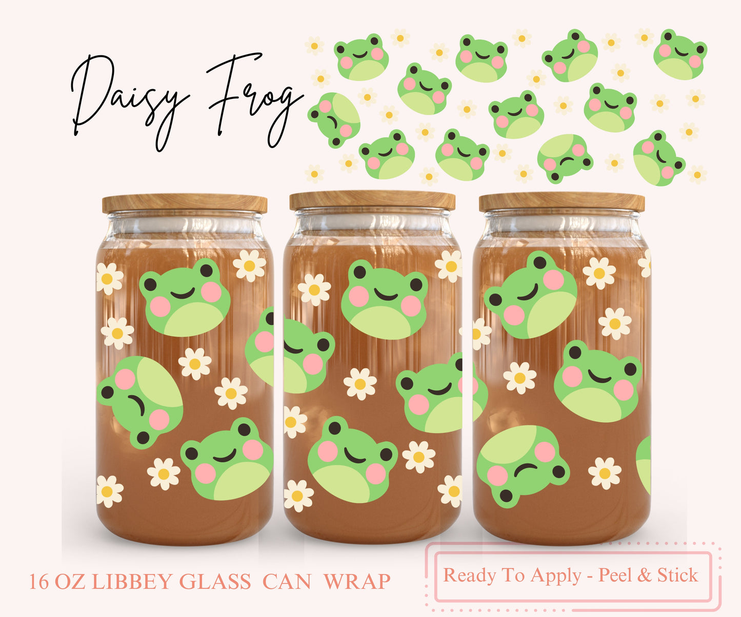 UV DTF Libbey Glass Can Wrap - Ready To Apply - Peel & Stick