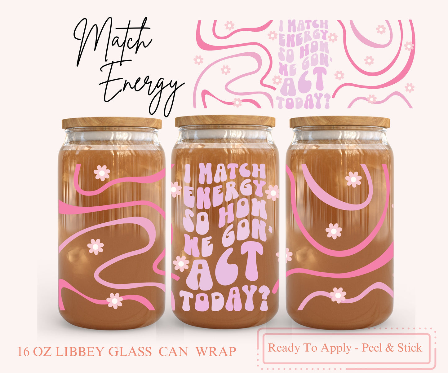 UV DTF Libbey Glass Can Wrap - Ready To Apply - Peel & Stick