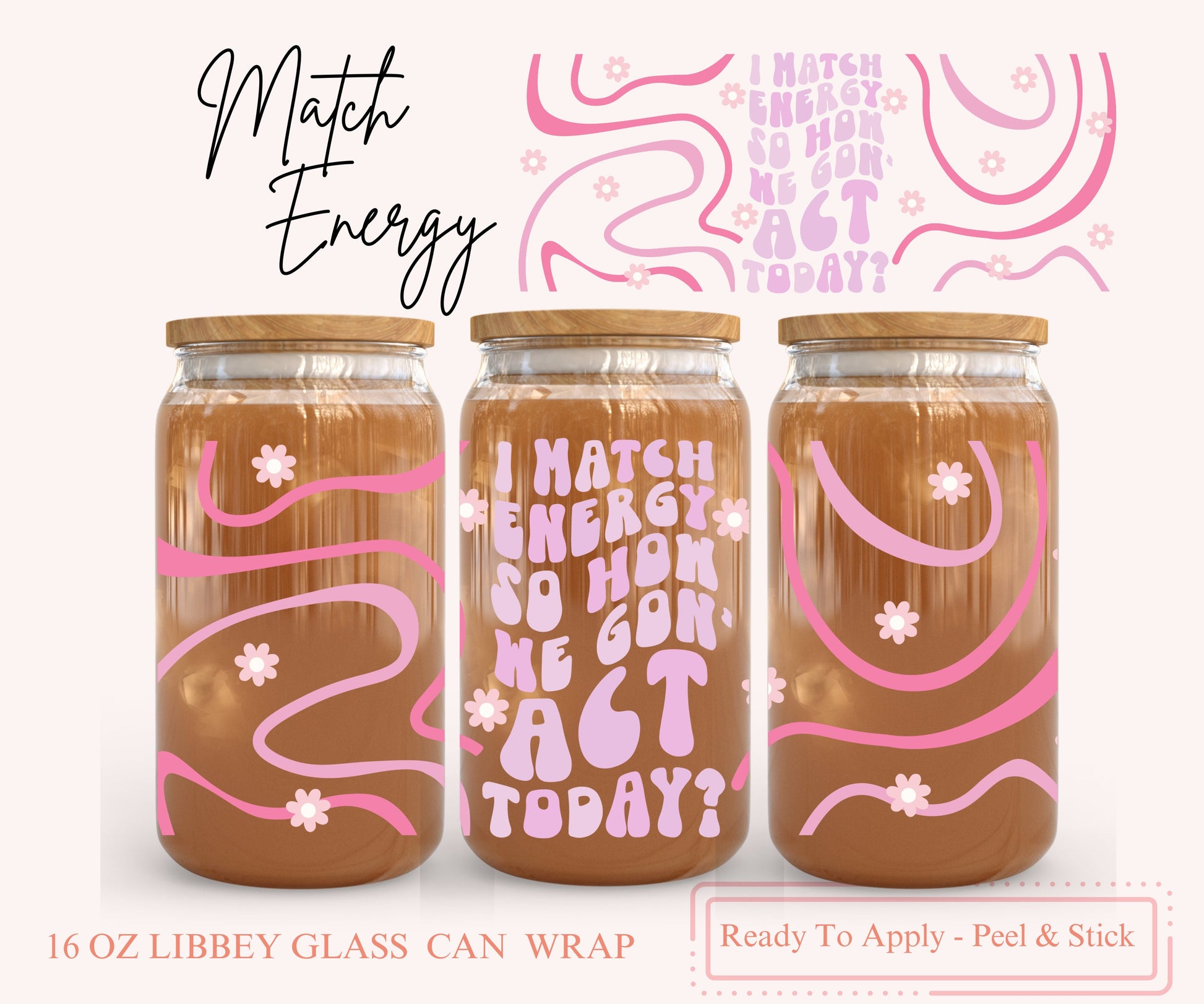 UV DTF Libbey Glass Can Wrap - Ready To Apply - Peel & Stick