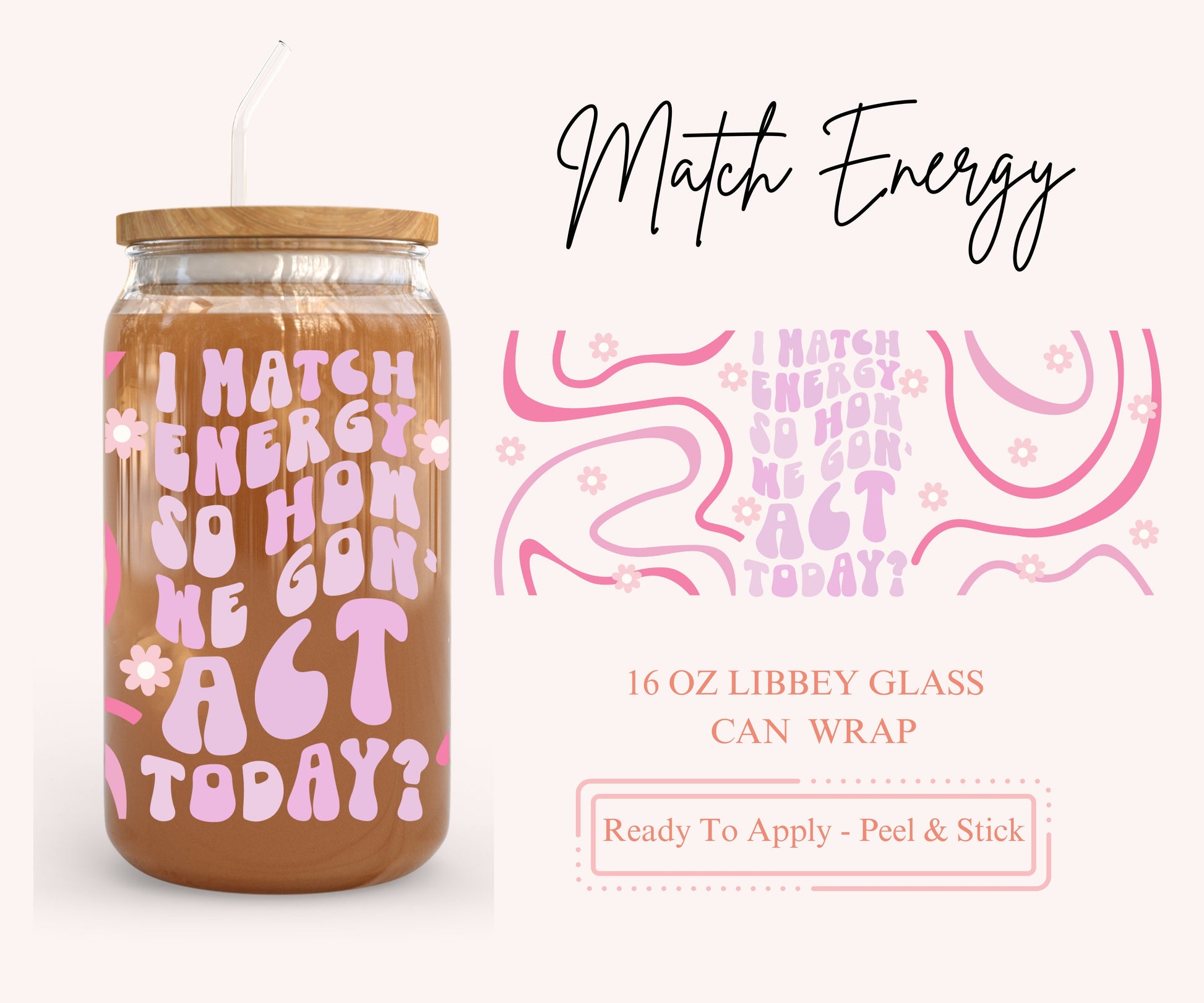 UV DTF Libbey Glass Can Wrap - Ready To Apply - Peel & Stick