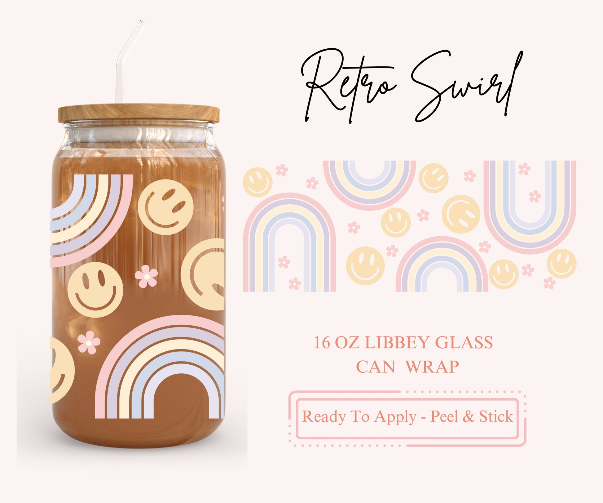 UV DTF Libbey Glass Can Wrap - Ready To Apply - Peel & Stick
