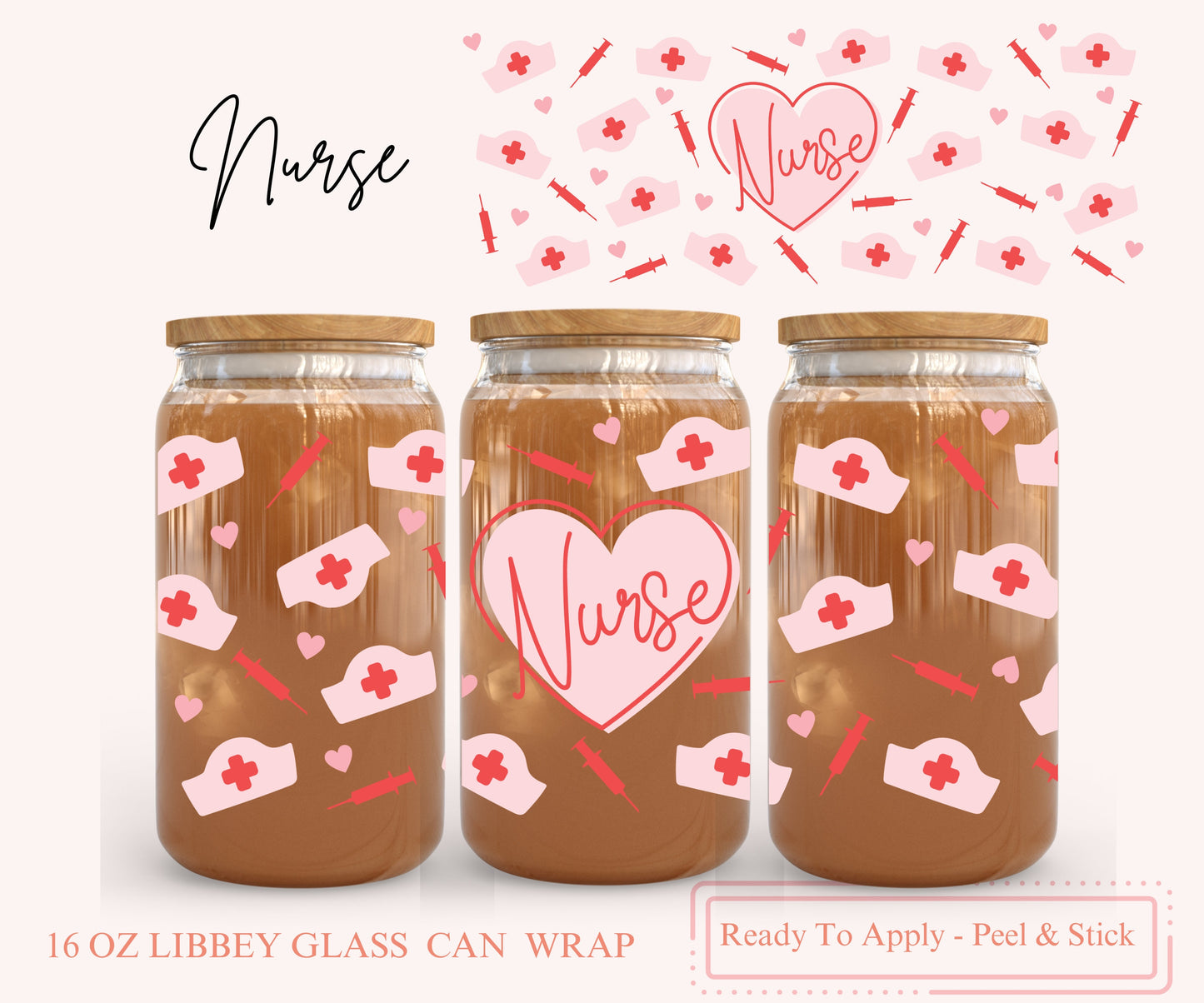UV DTF Libbey Glass Can Wrap - Ready To Apply - Peel & Stick