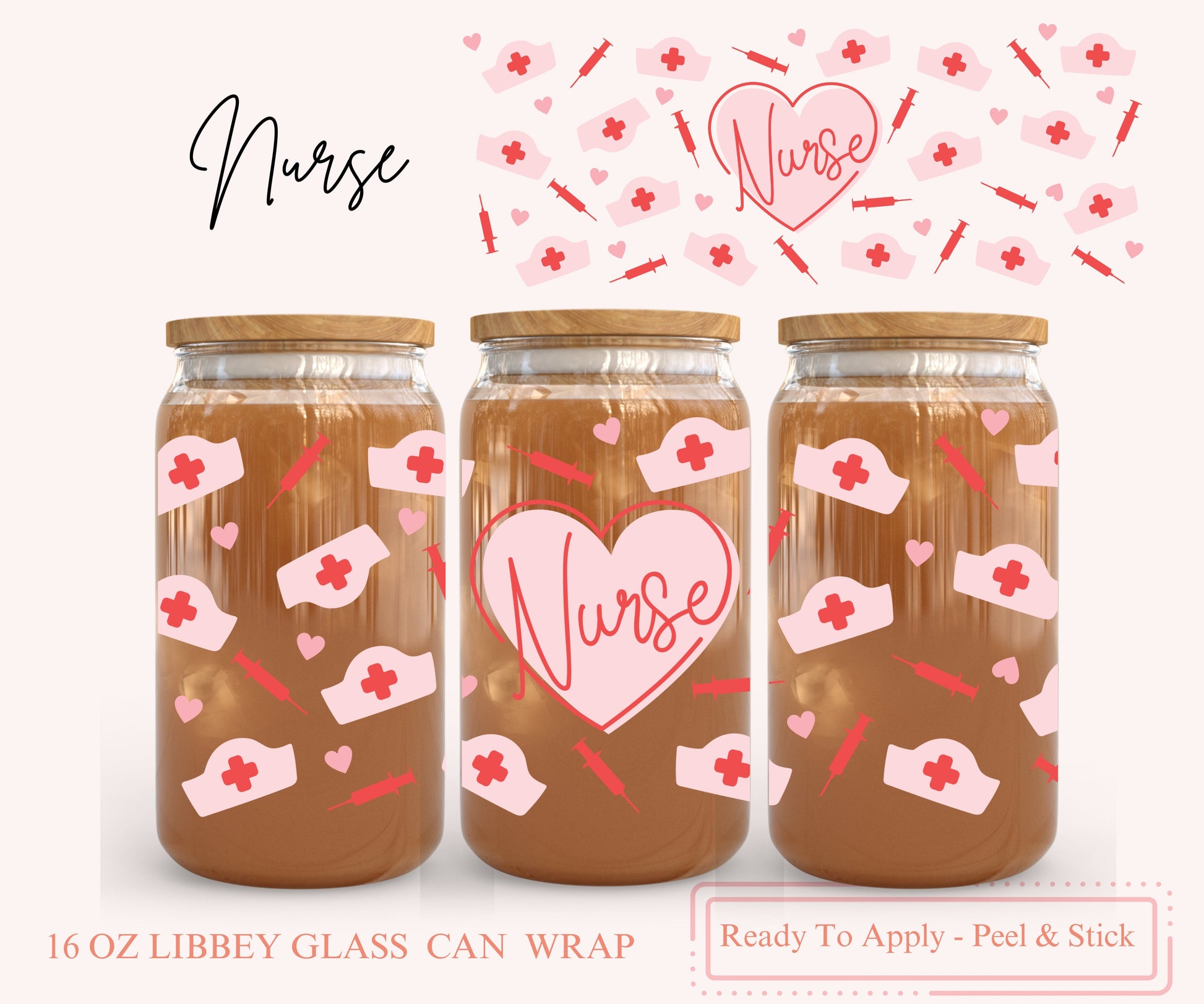 UV DTF Libbey Glass Can Wrap - Ready To Apply - Peel & Stick