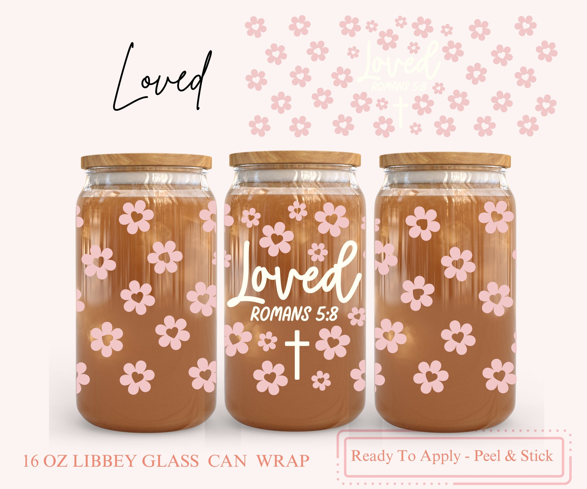 UV DTF Libbey Glass Can Wrap - Ready To Apply - Peel & Stick