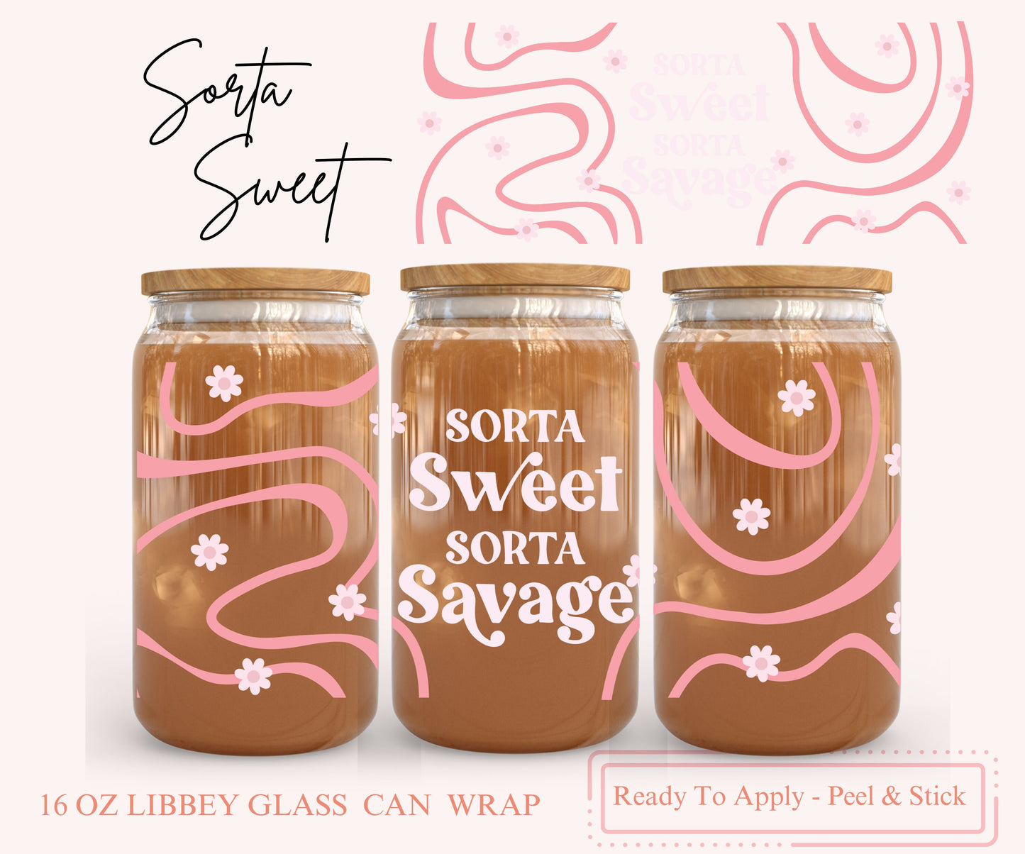 UV DTF Libbey Glass Can Wrap - Ready To Apply - Peel & Stick