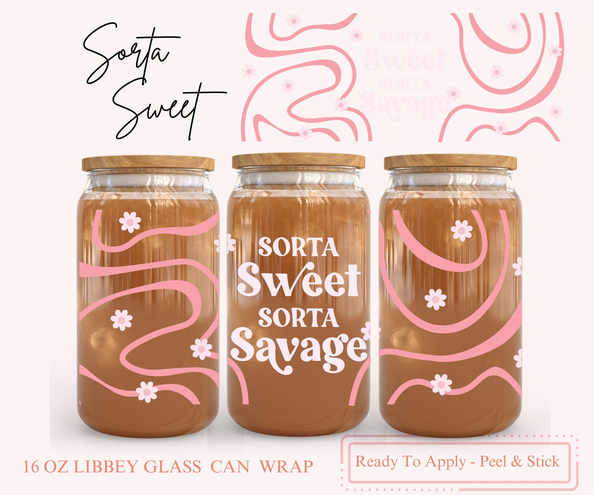 UV DTF Libbey Glass Can Wrap - Ready To Apply - Peel & Stick