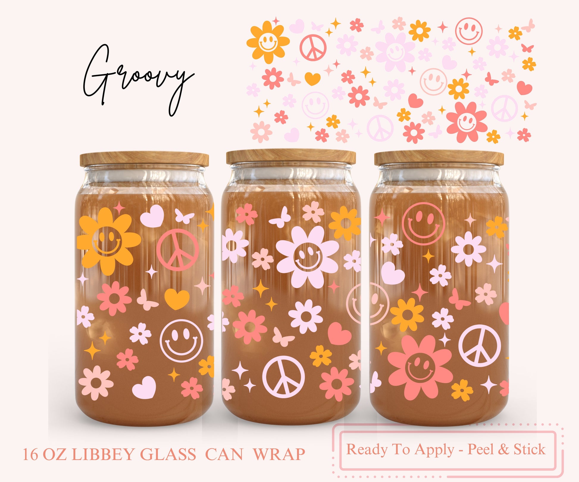 UV DTF Libbey Glass Can Wrap - Ready To Apply - Peel & Stick