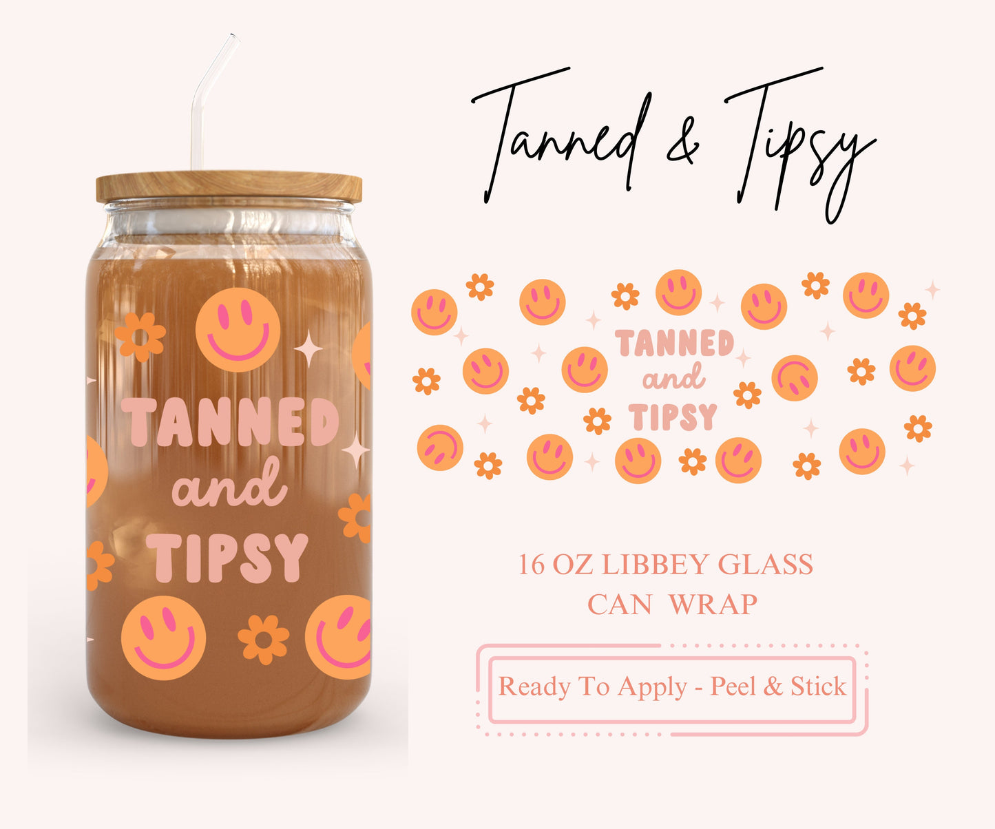 UV DTF Libbey Glass Can Wrap - Ready To Apply - Peel & Stick