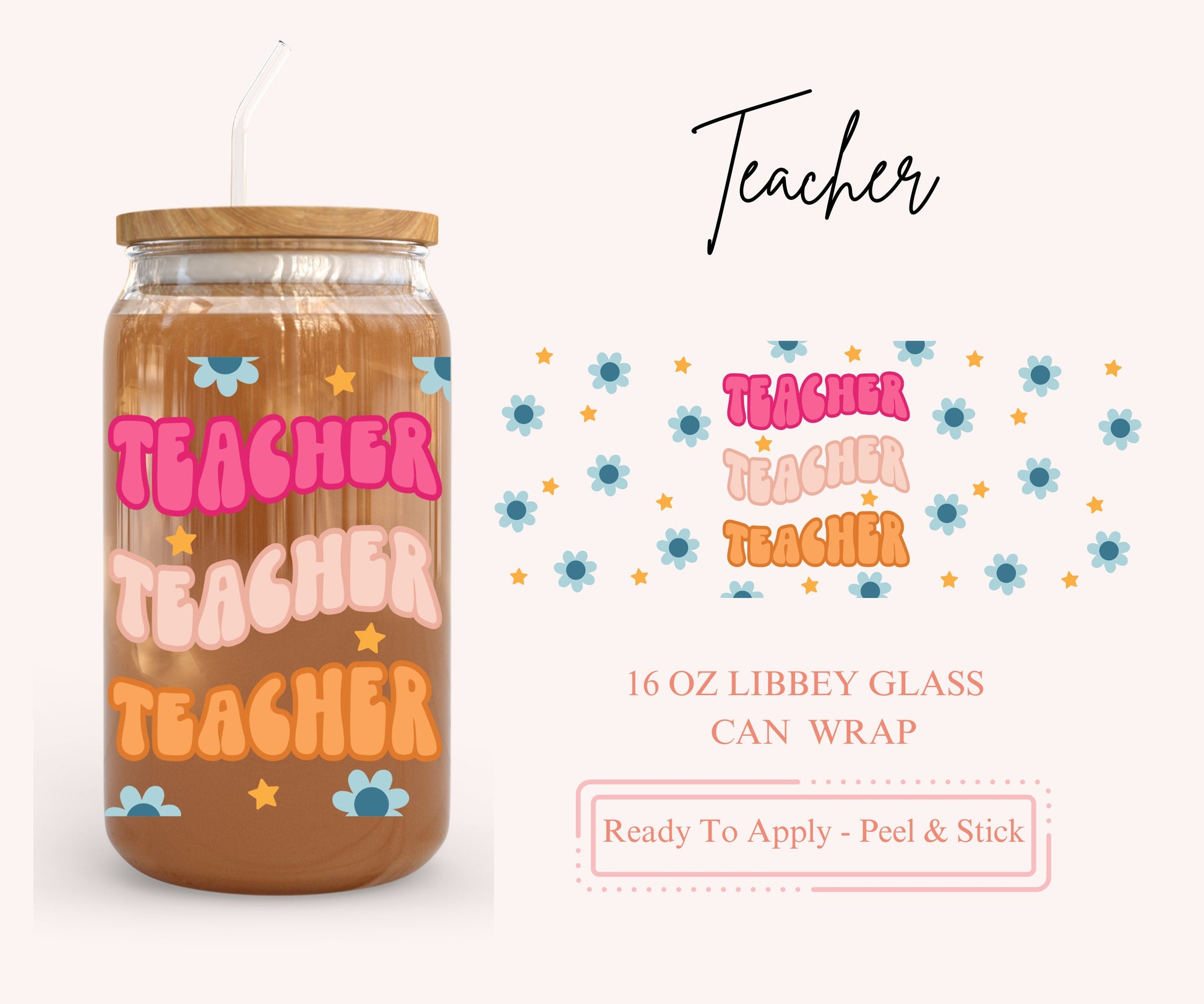 UV DTF Libbey Glass Can Wrap - Ready To Apply - Peel & Stick