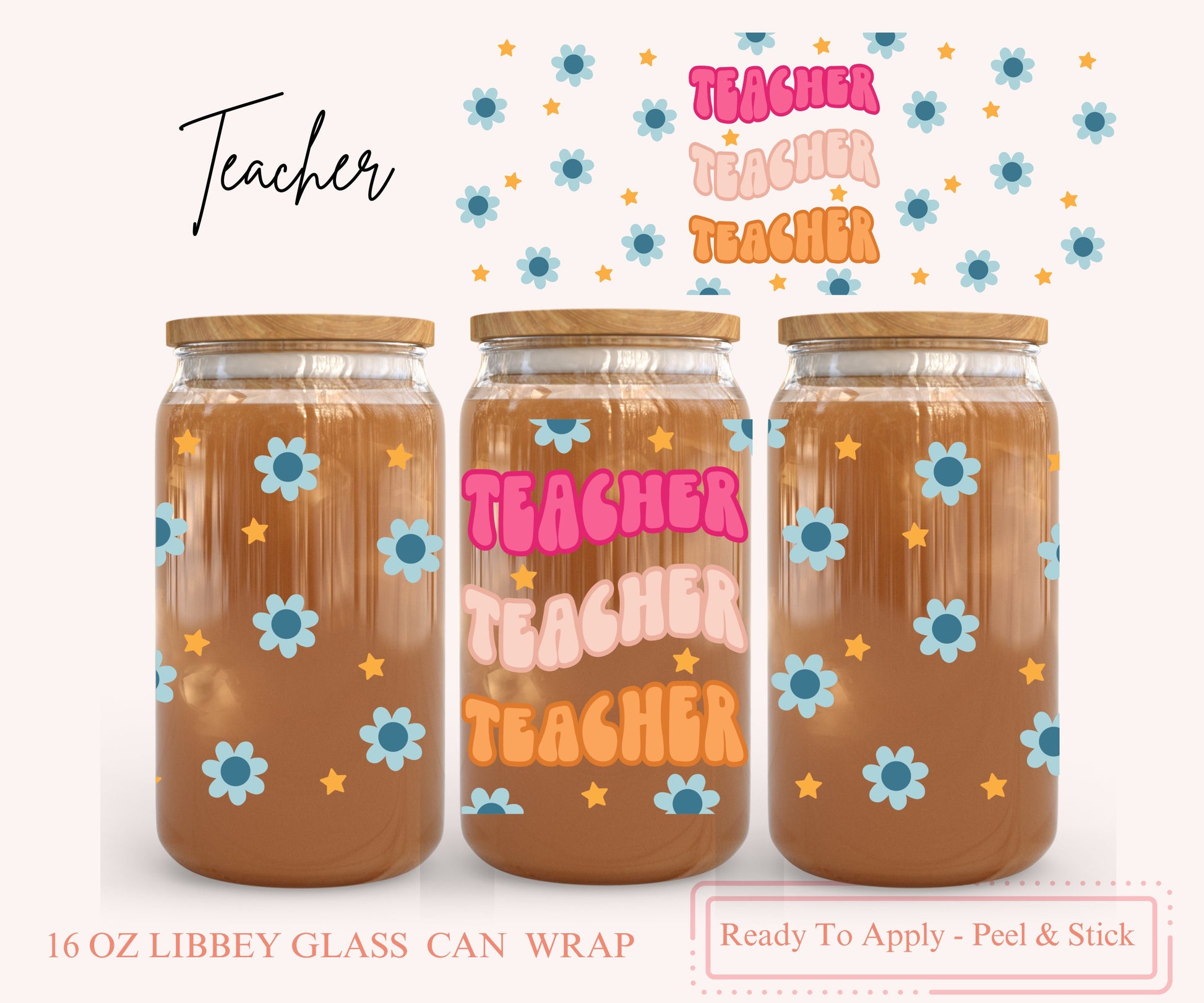 UV DTF Libbey Glass Can Wrap - Ready To Apply - Peel & Stick